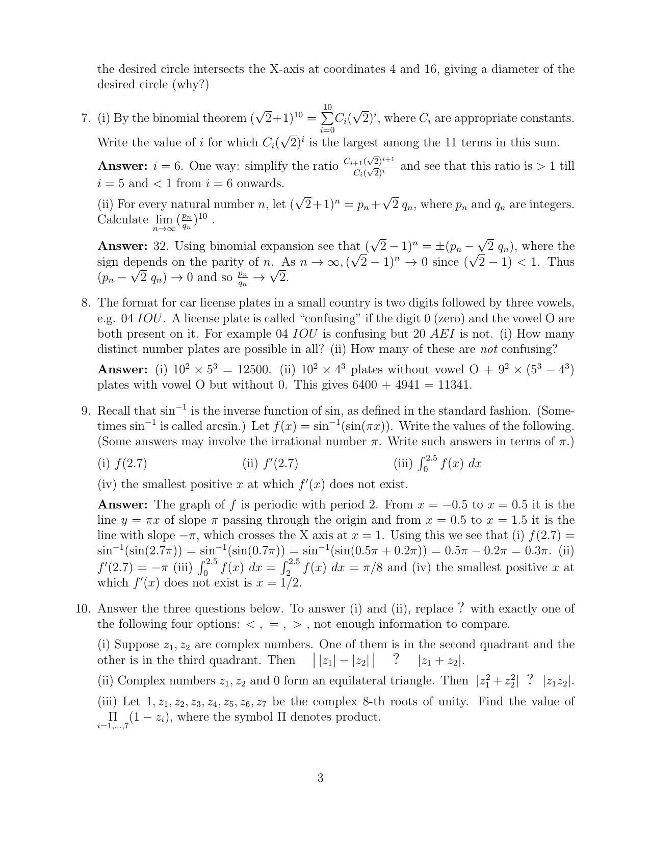 CMI Entrance Exam 2015 Solutions B.Sc (Hons.) Mathematics and Computer Science - Page 3