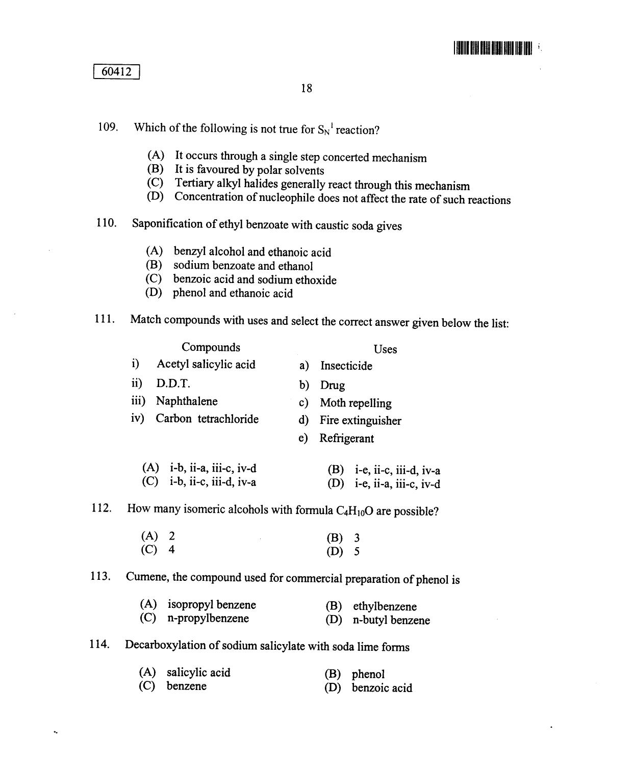 CUSAT CAT 2012 Chemistry Question Paper - Page 19