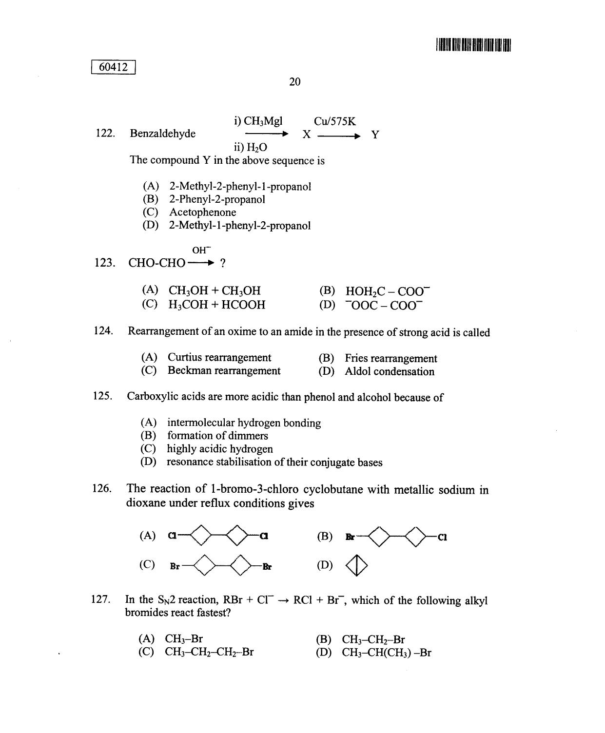 CUSAT CAT 2012 Chemistry Question Paper - Page 21