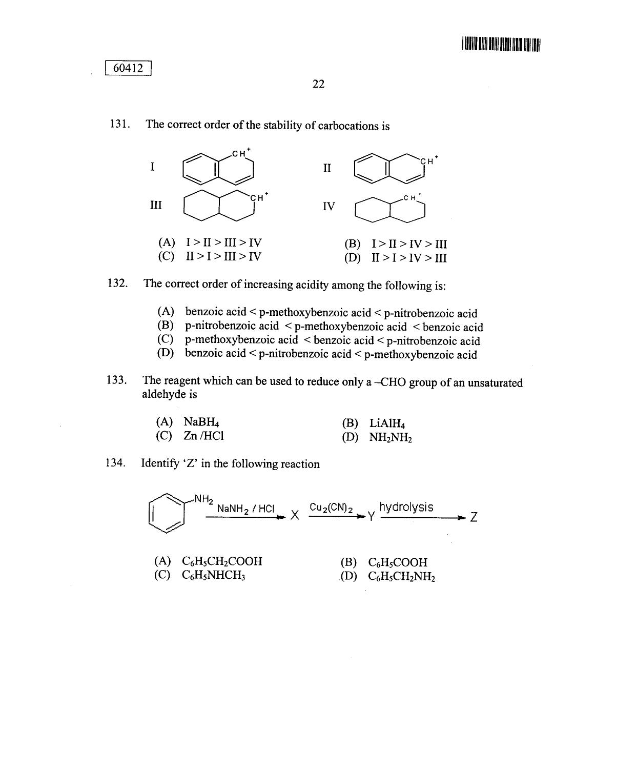 CUSAT CAT 2012 Chemistry Question Paper - Page 23