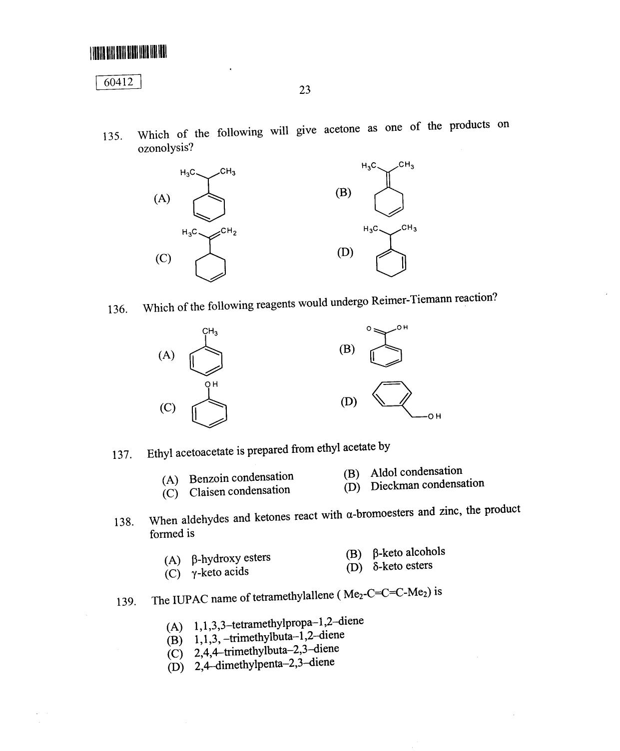CUSAT CAT 2012 Chemistry Question Paper - Page 24
