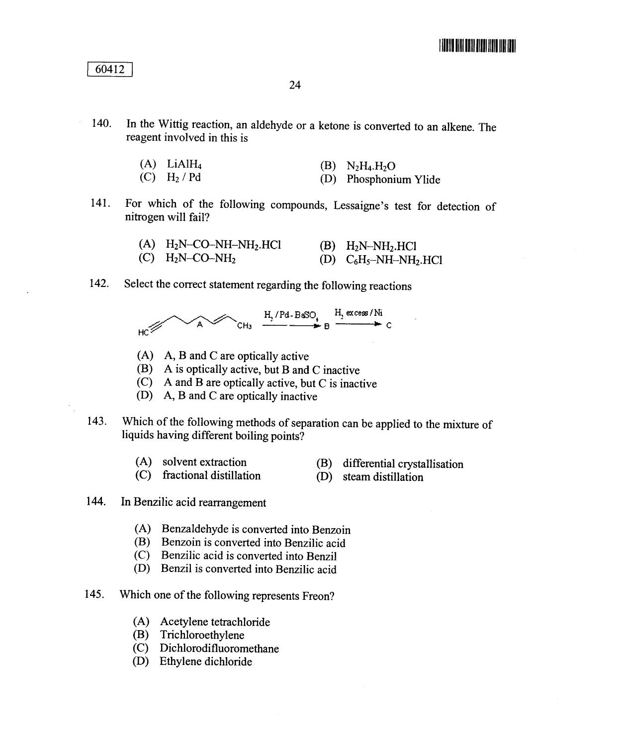 CUSAT CAT 2012 Chemistry Question Paper - Page 25