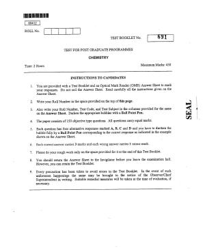 CUSAT CAT 2012 Chemistry Question Paper