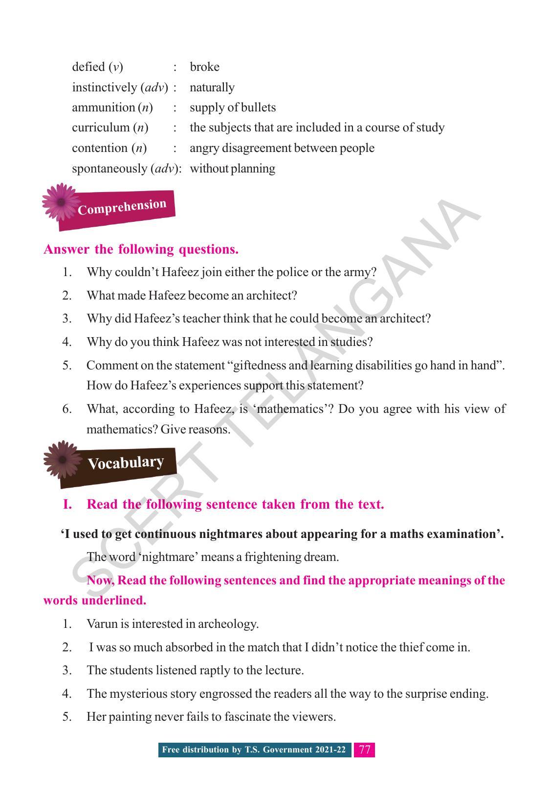 TS SCERT Class 8 English (English Medium) Text Book - Page 87