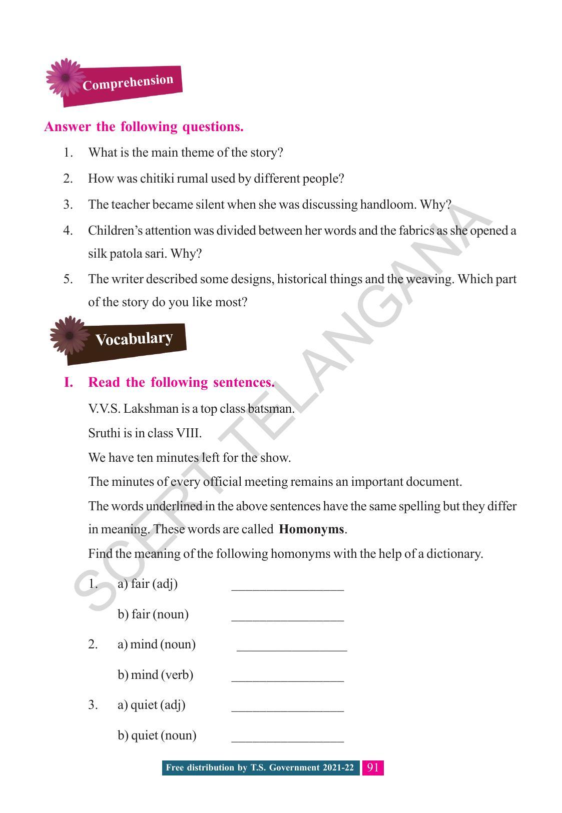 TS SCERT Class 8 English (English Medium) Text Book - Page 101