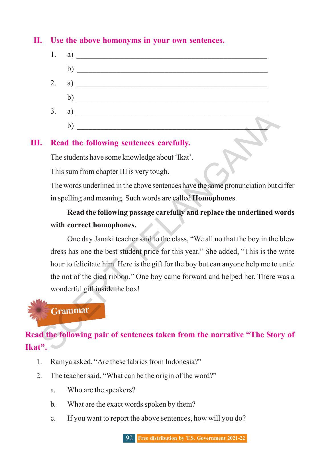 TS SCERT Class 8 English (English Medium) Text Book - Page 102