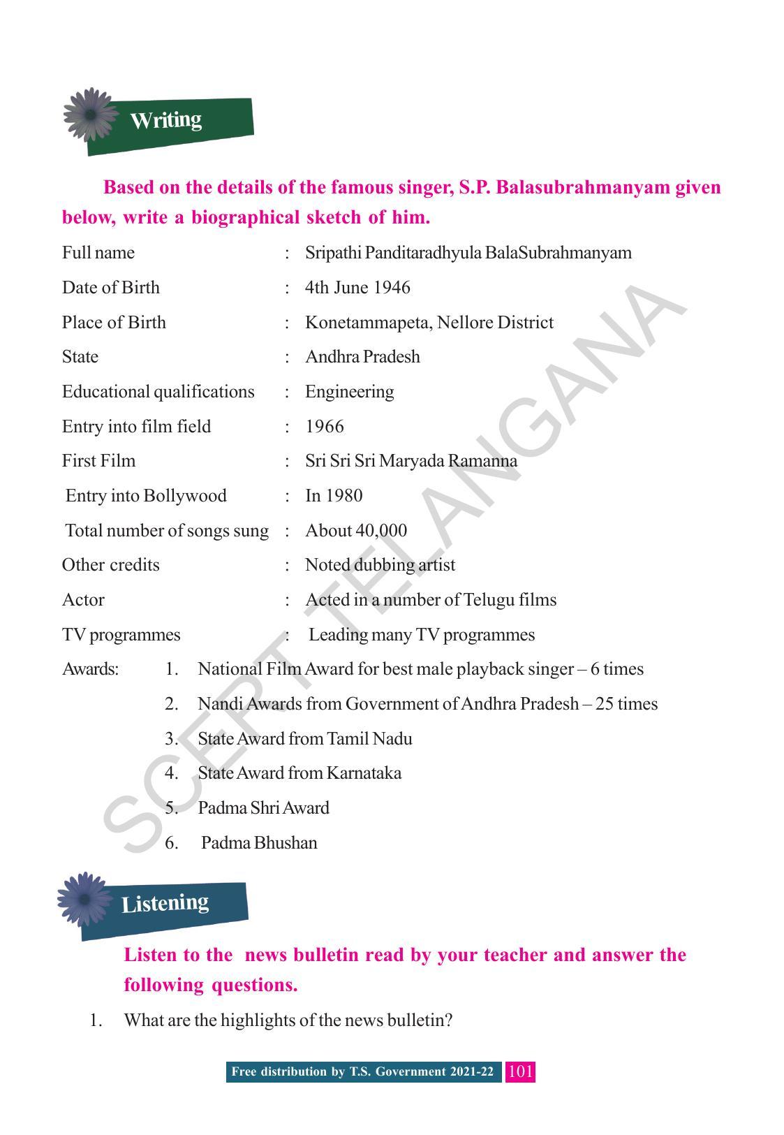 TS SCERT Class 8 English (English Medium) Text Book - Page 111