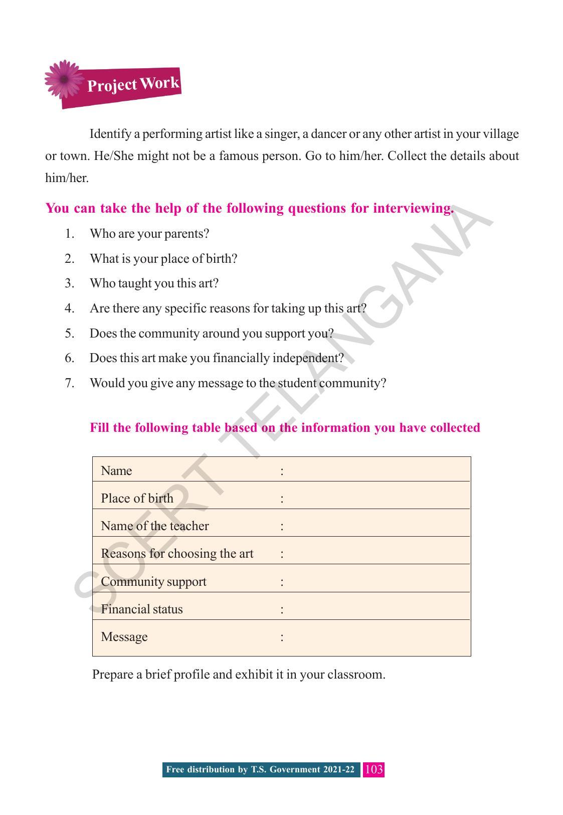 TS SCERT Class 8 English (English Medium) Text Book - Page 113