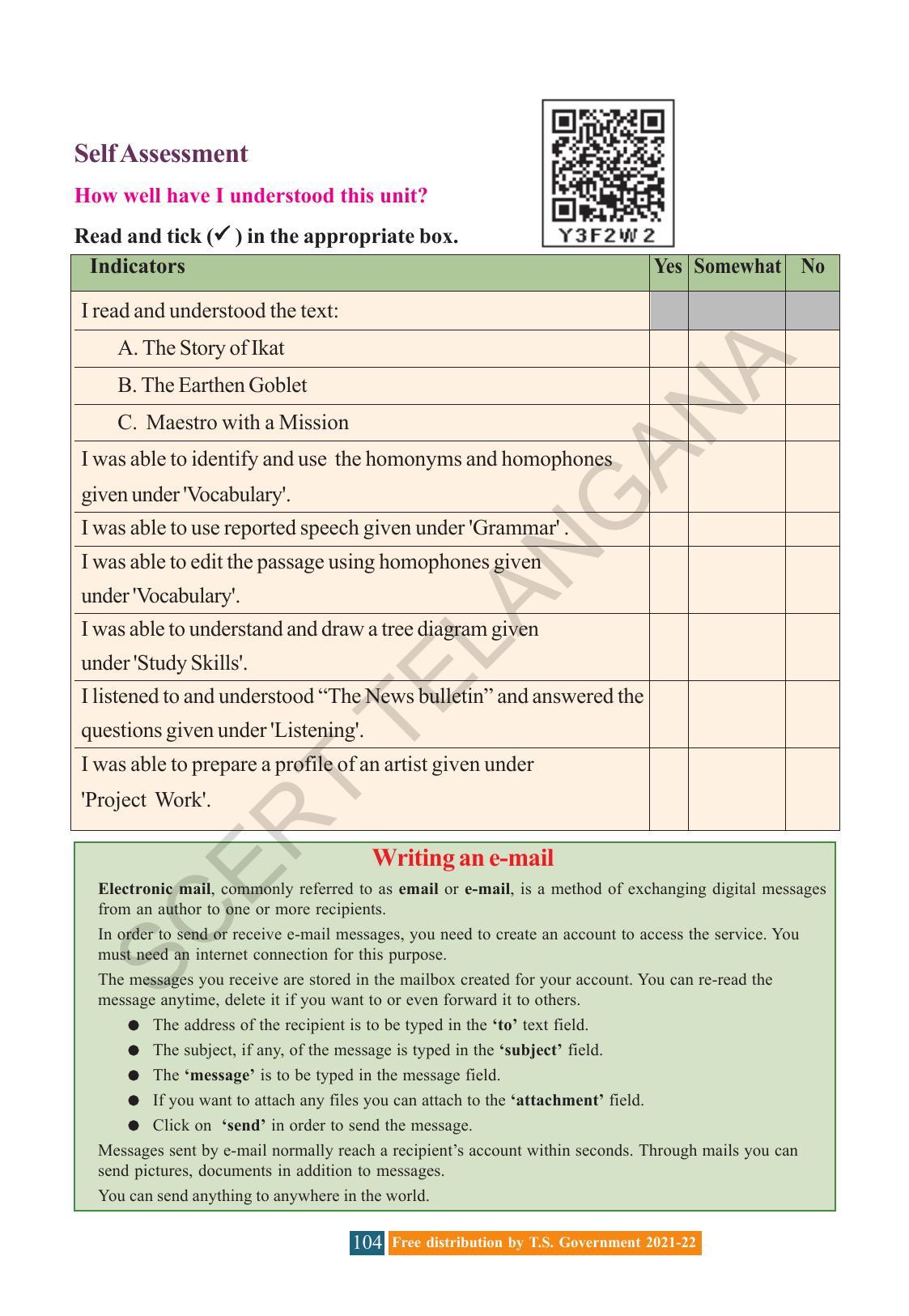 TS SCERT Class 8 English (English Medium) Text Book - Page 114