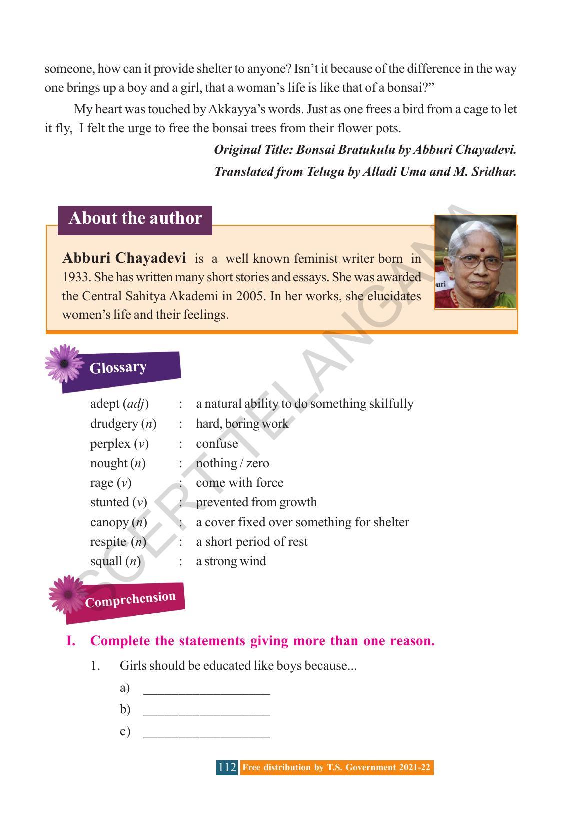 TS SCERT Class 8 English (English Medium) Text Book - Page 122