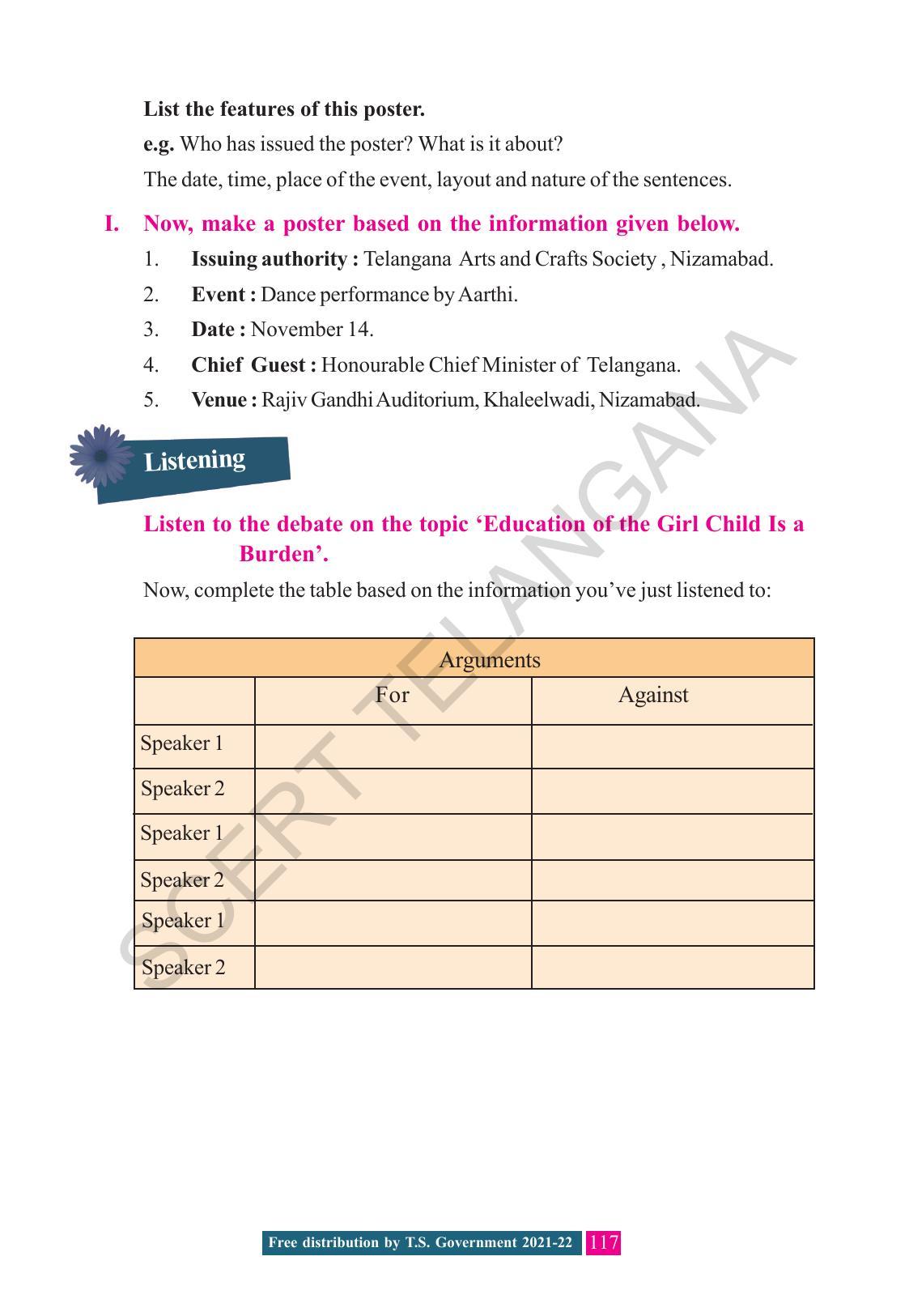 TS SCERT Class 8 English (English Medium) Text Book - Page 127