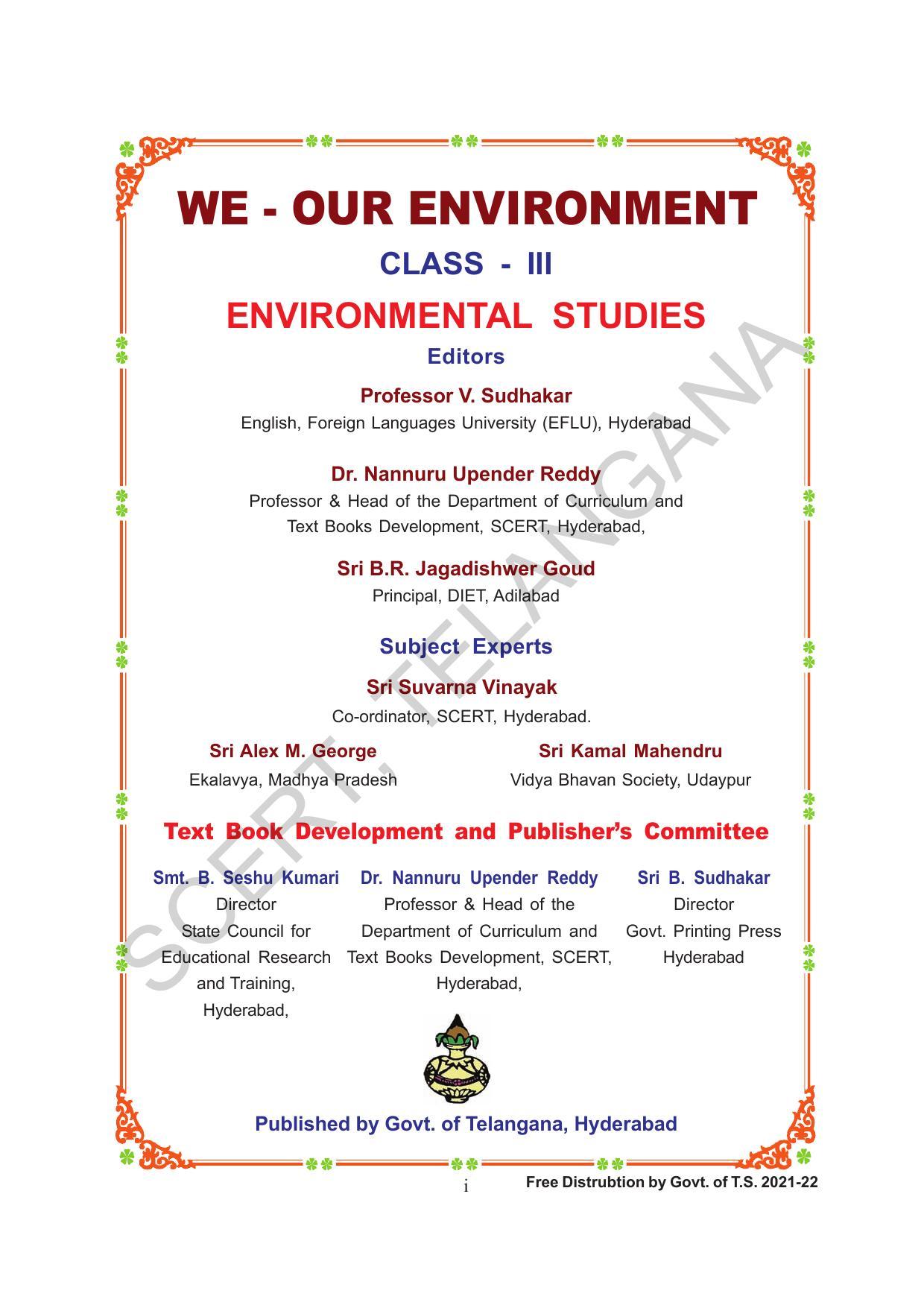TS SCERT Class 3 Environmental Science (English Medium) Text Book - Page 3