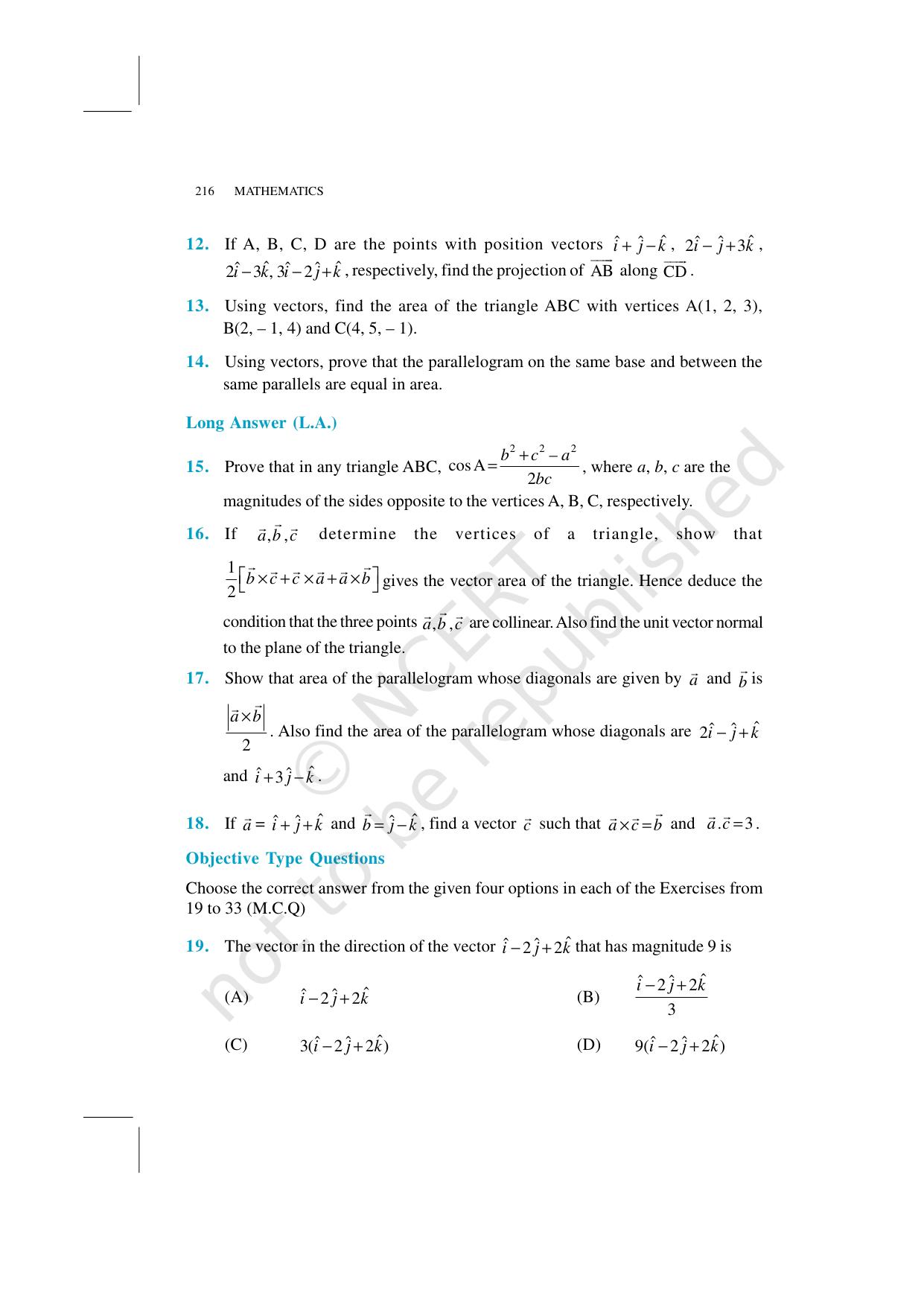NCERT Exemplar Class 12: Mathematics Unit 10 (Vector Algebra) - Page 13