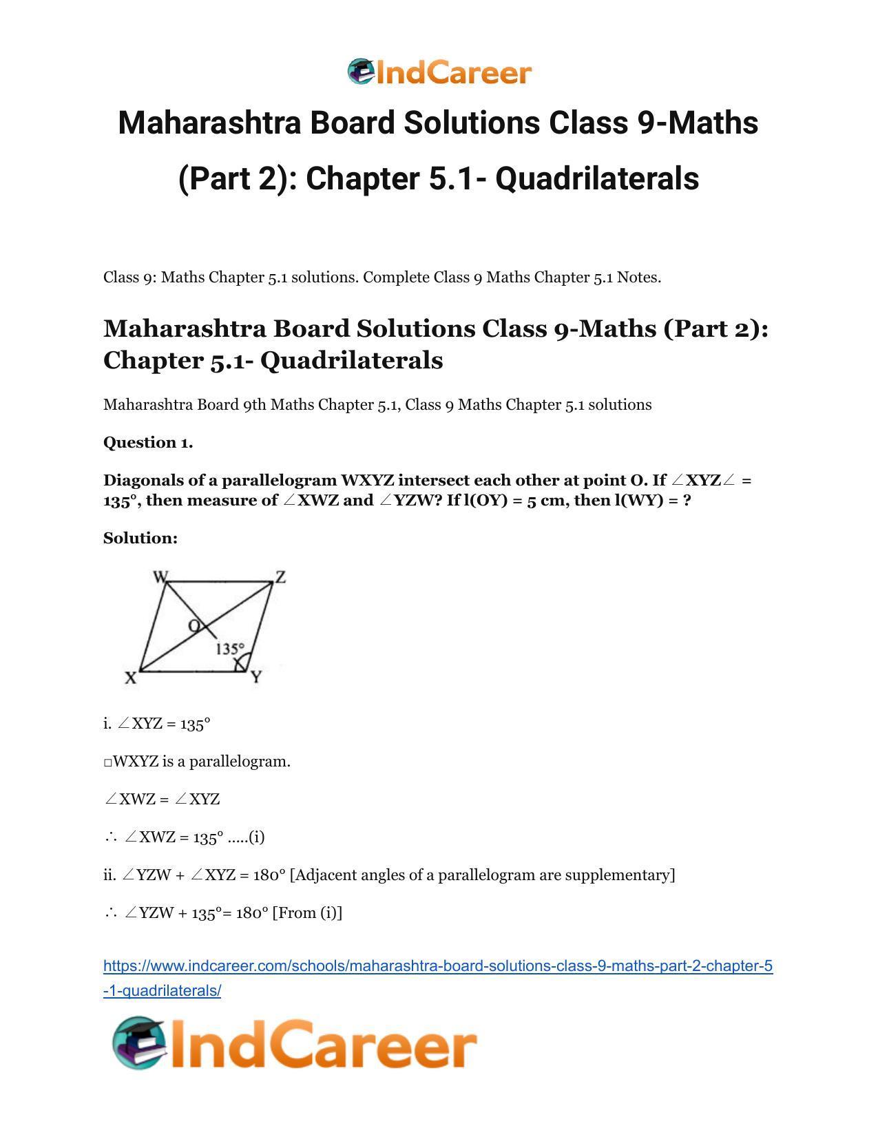 Maharashtra Board Solutions Class 9-Maths (Part 2): Chapter 5.1- Quadrilaterals - Page 2
