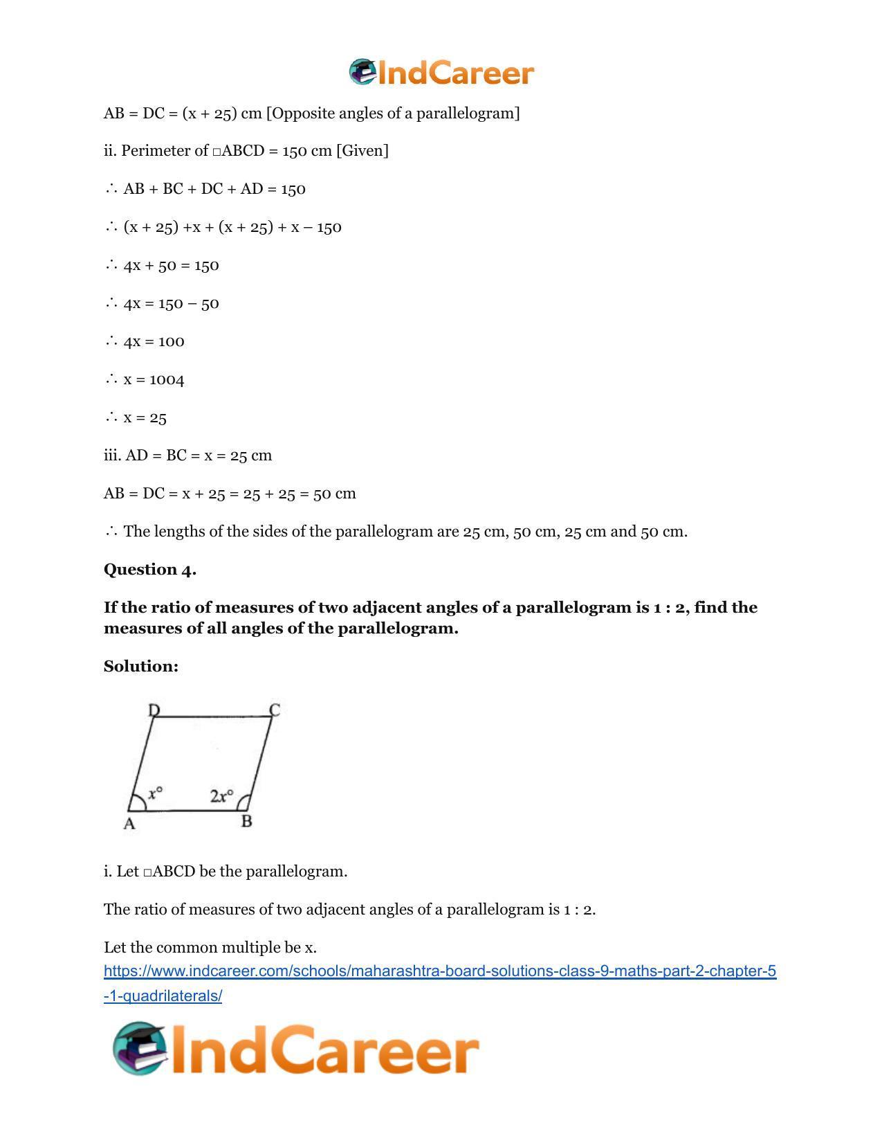 Maharashtra Board Solutions Class 9-Maths (Part 2): Chapter 5.1- Quadrilaterals - Page 5