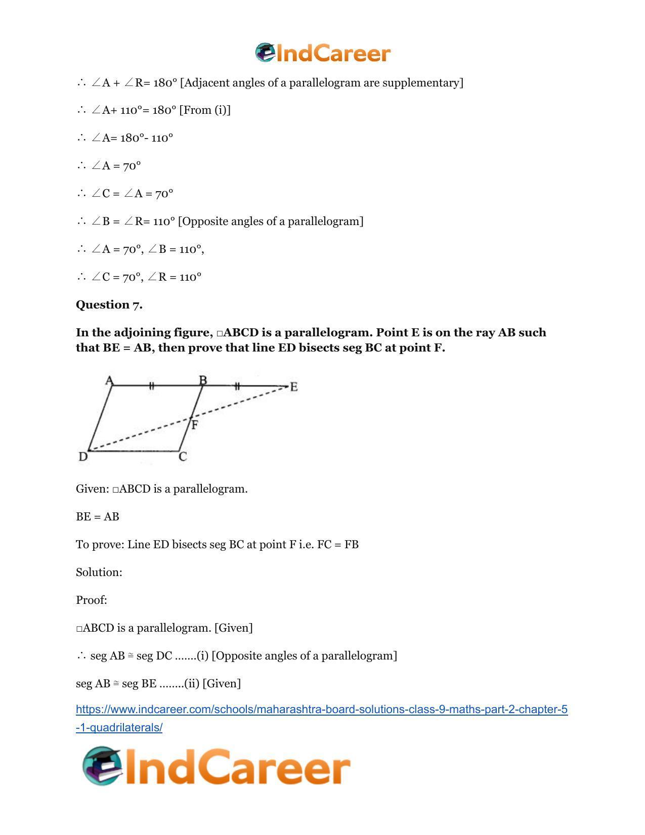 Maharashtra Board Solutions Class 9-Maths (Part 2): Chapter 5.1- Quadrilaterals - Page 8