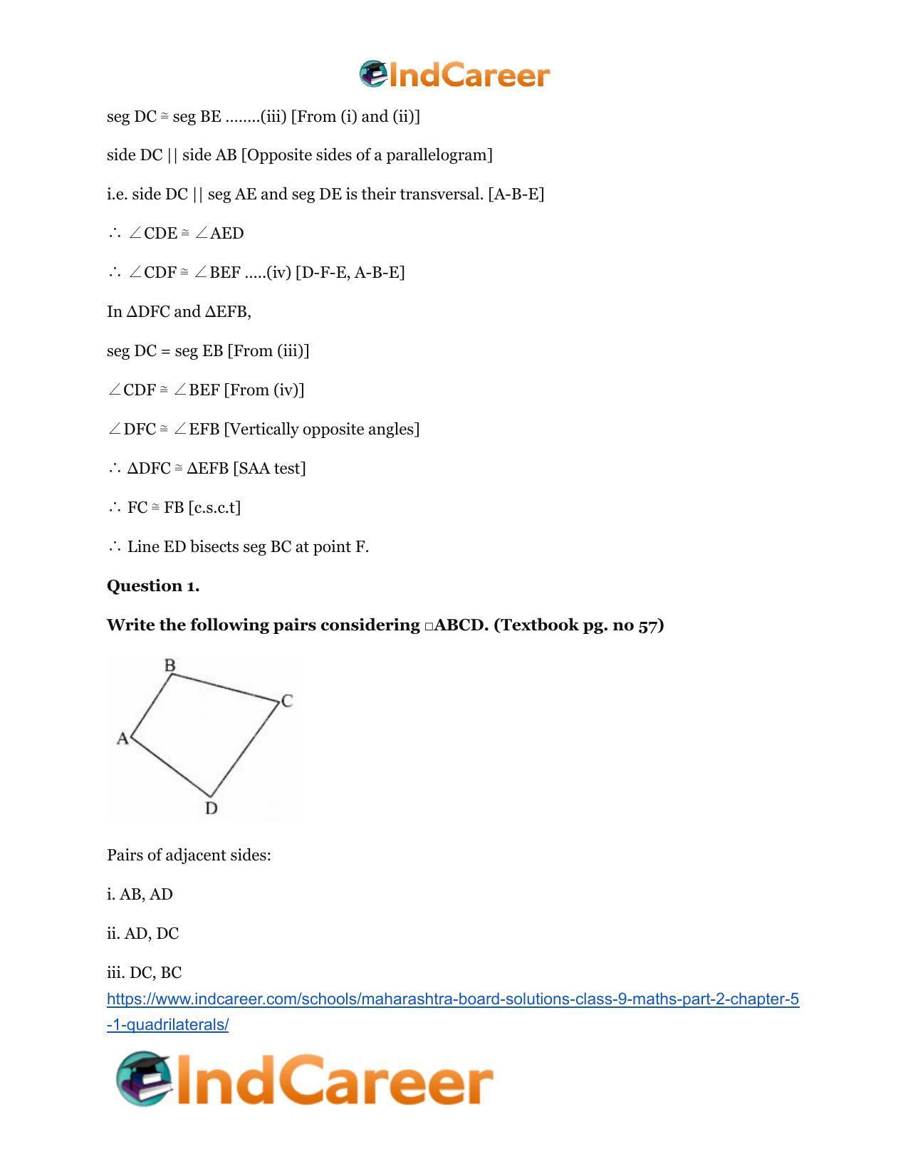 Maharashtra Board Solutions Class 9-Maths (Part 2): Chapter 5.1- Quadrilaterals - Page 9