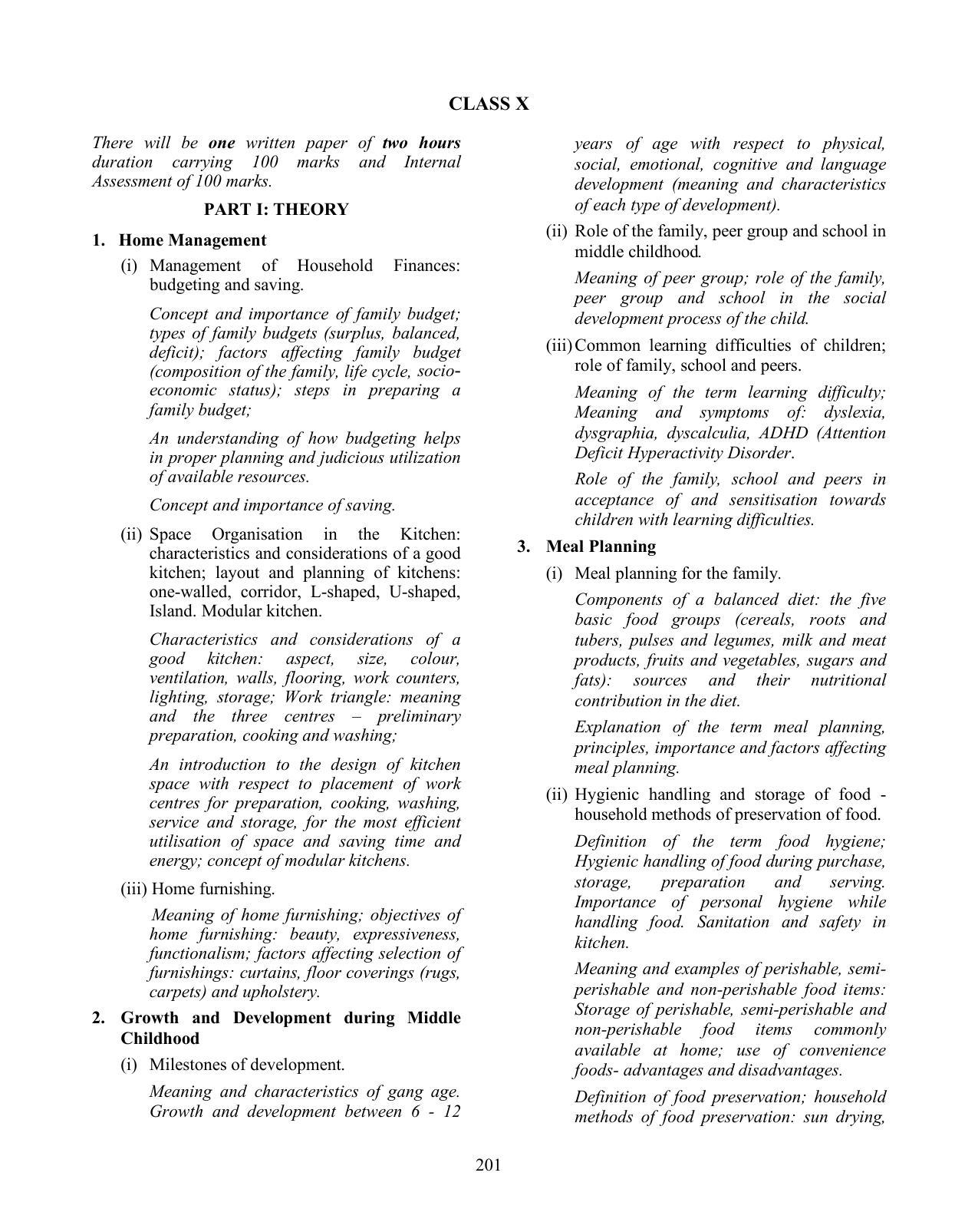 ICSE Home Science Syllabus 2026 - Page 3