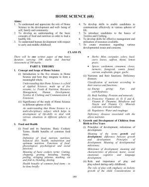 ICSE Home Science Syllabus 2026