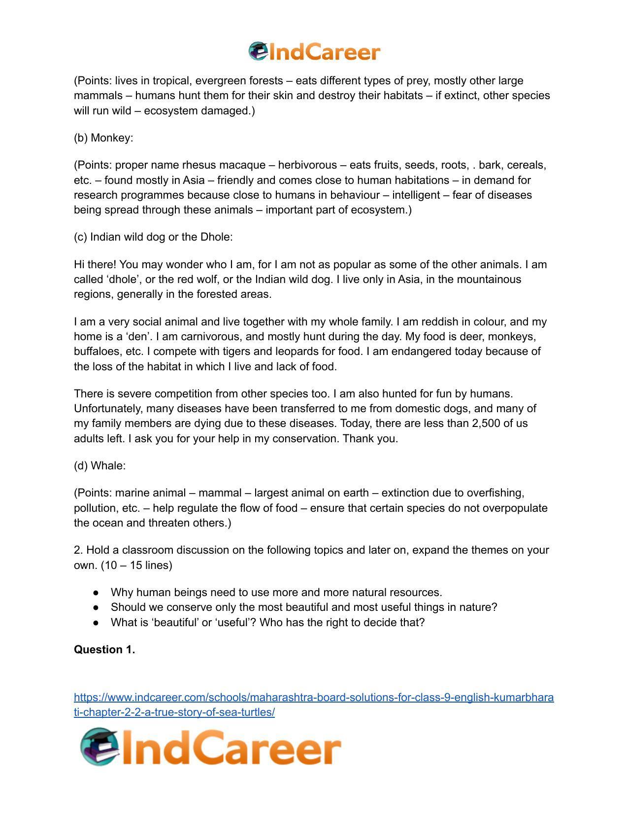 Maharashtra Board Solutions for Class 9- English Kumarbharati: Chapter 2.2- A True Story of Sea Turtles - Page 4