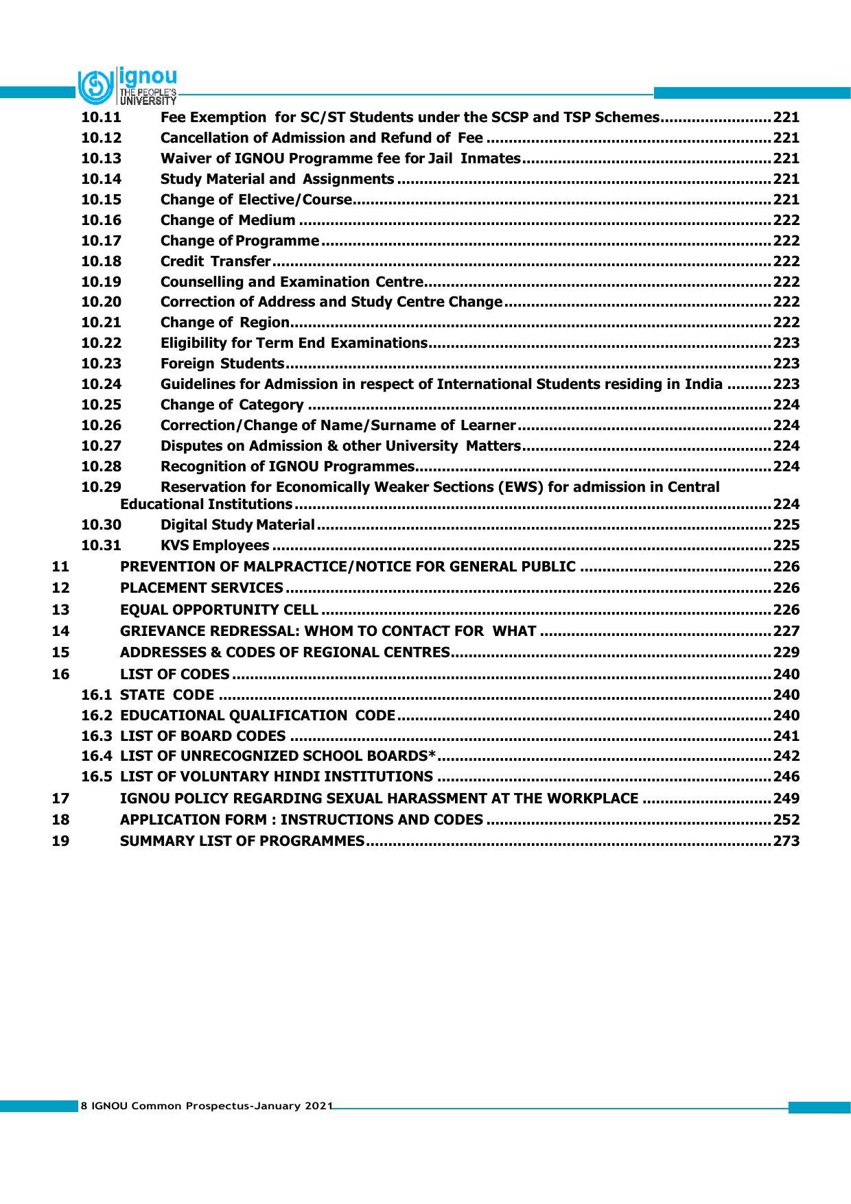 Indira Gandhi National Open University (IGNOU), Delhi - Prospectus 2021 - Page 8