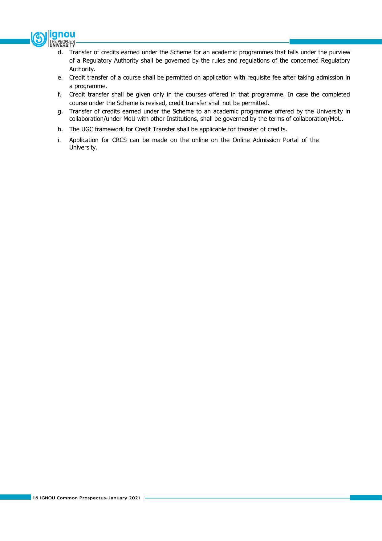 Indira Gandhi National Open University (IGNOU), Delhi - Prospectus 2021 - Page 16