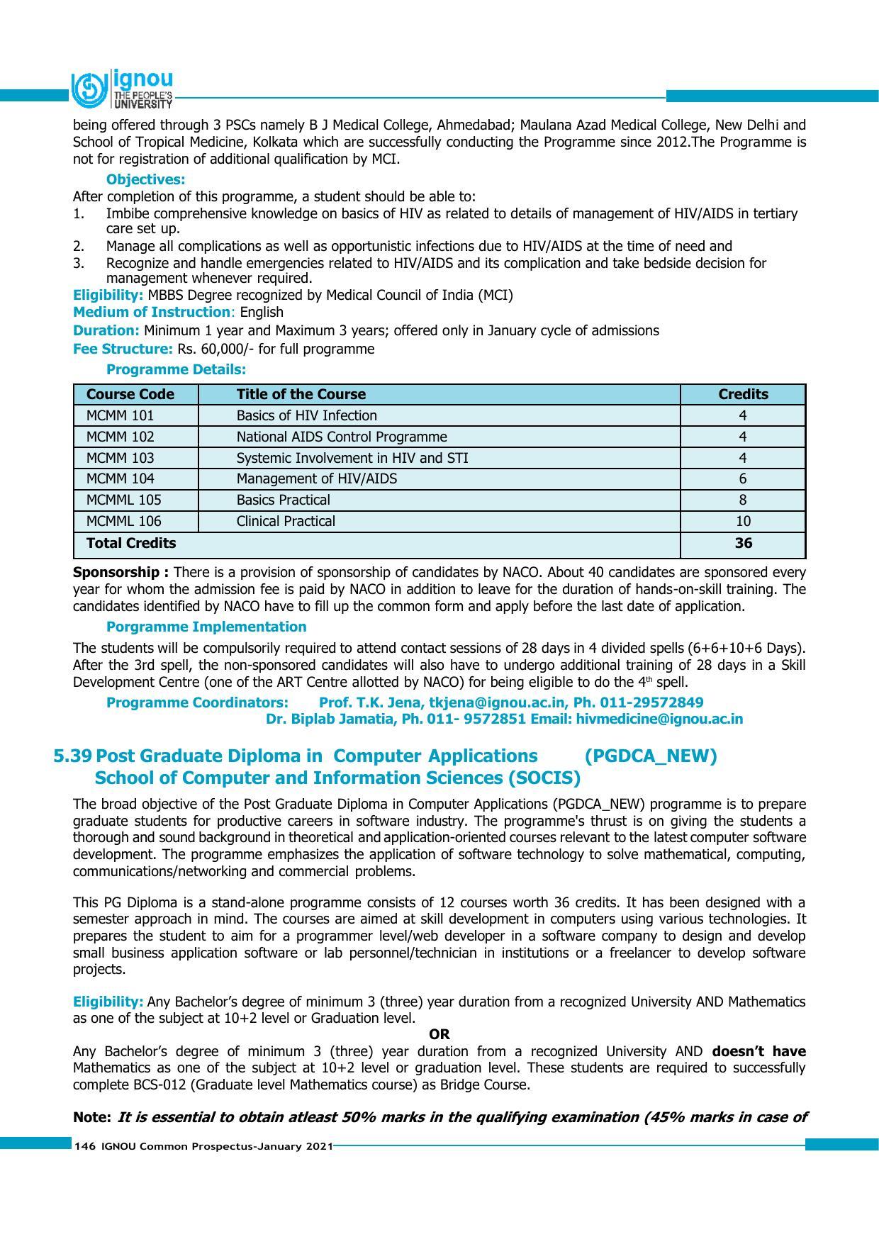 Indira Gandhi National Open University (IGNOU), Delhi - Prospectus 2021 - Page 146