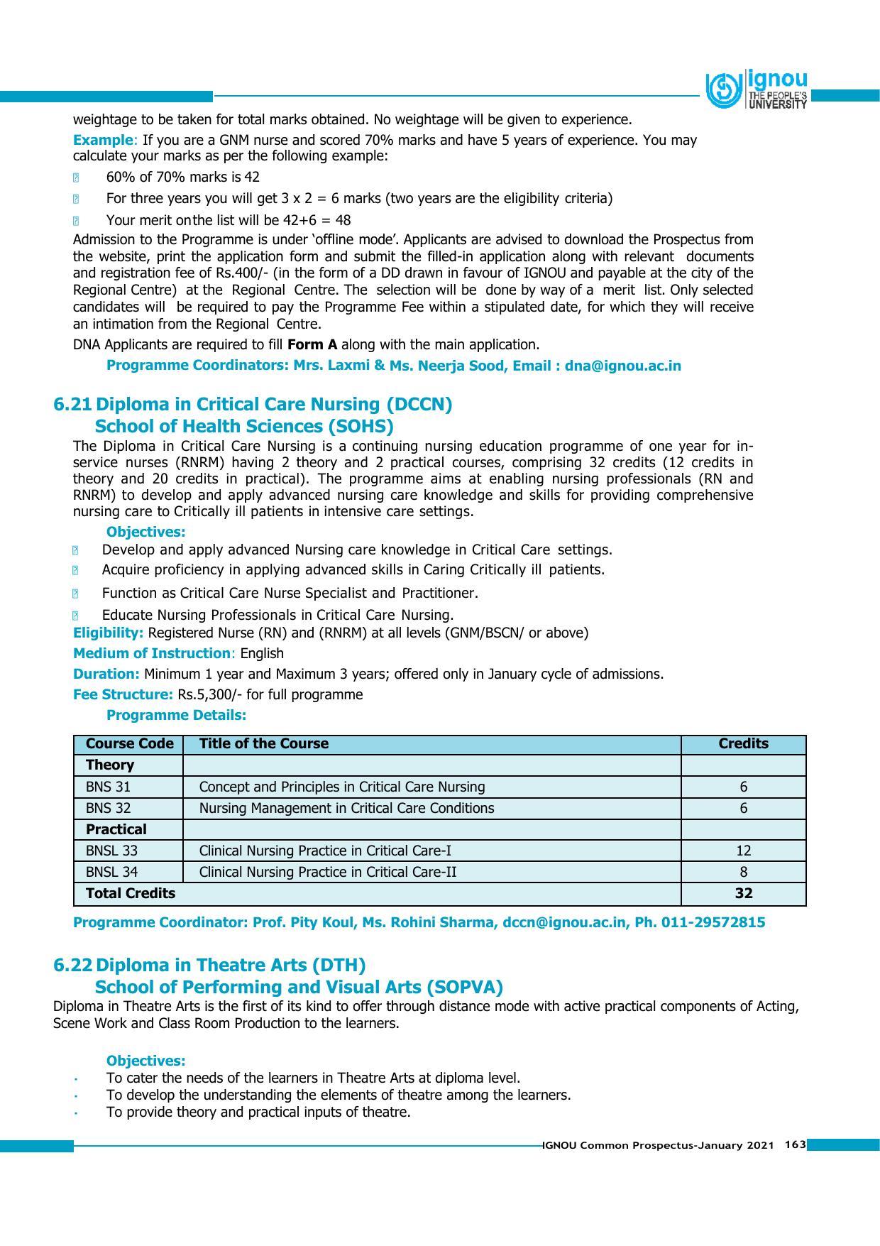 Indira Gandhi National Open University (IGNOU), Delhi - Prospectus 2021 - Page 163