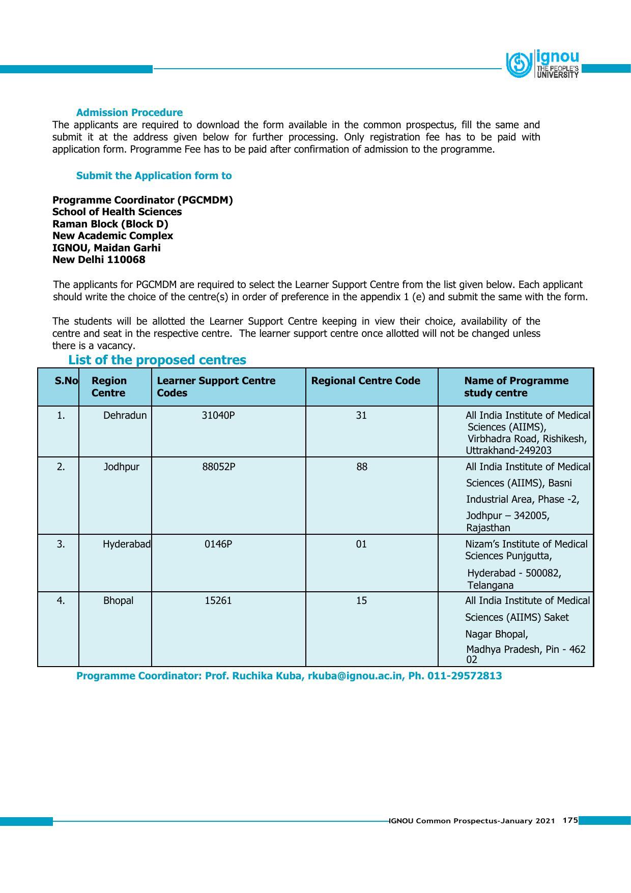 Indira Gandhi National Open University (IGNOU), Delhi - Prospectus 2021 - Page 175
