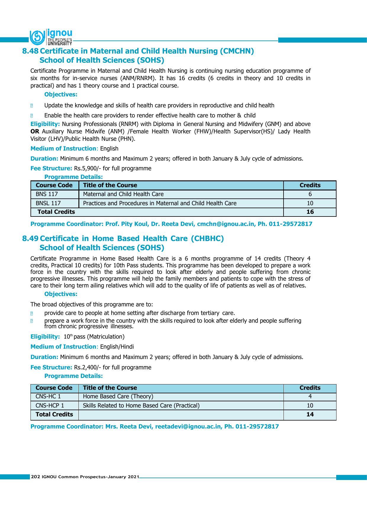 Indira Gandhi National Open University (IGNOU), Delhi - Prospectus 2021 - Page 202