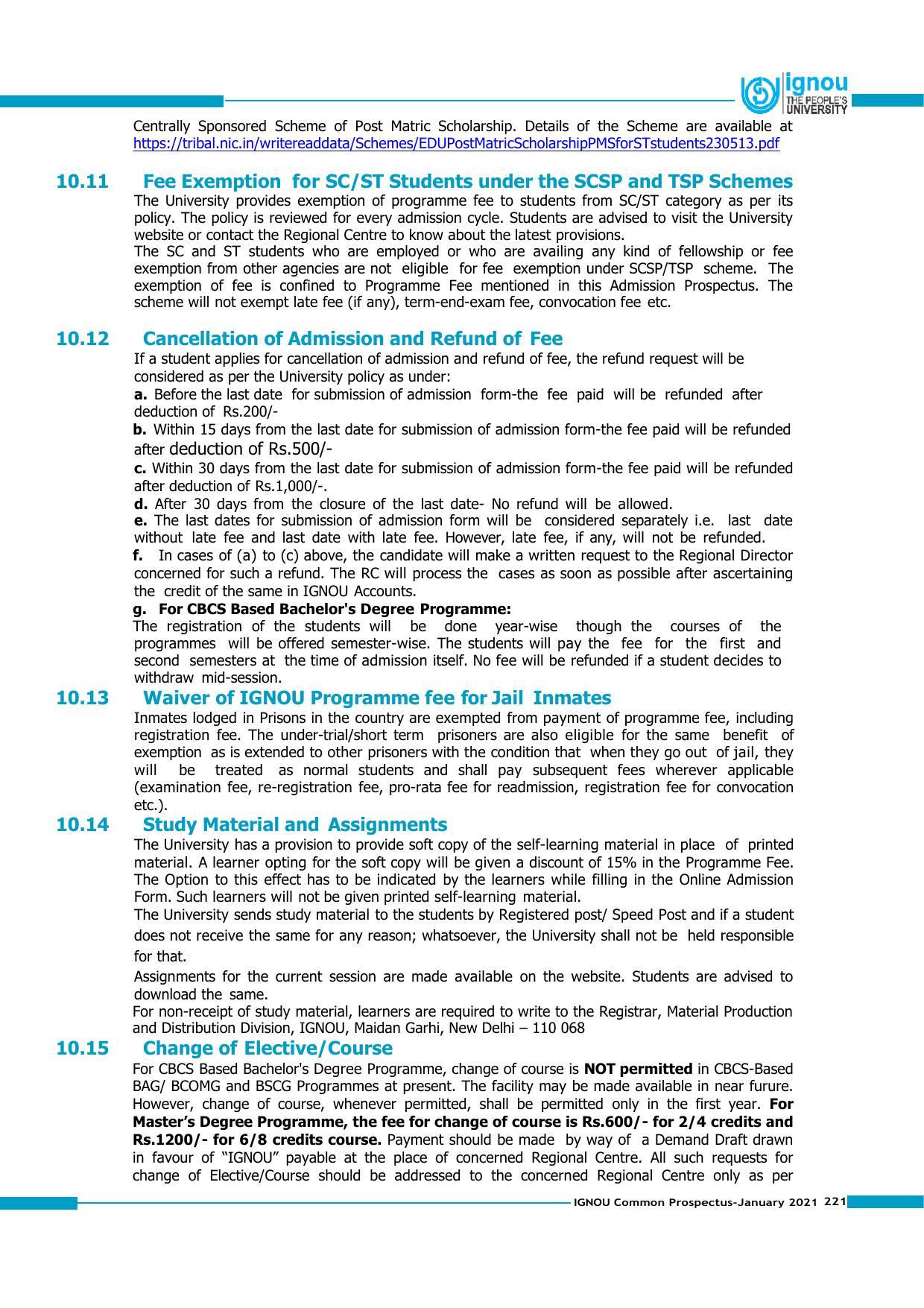Indira Gandhi National Open University (IGNOU), Delhi - Prospectus 2021 - Page 221