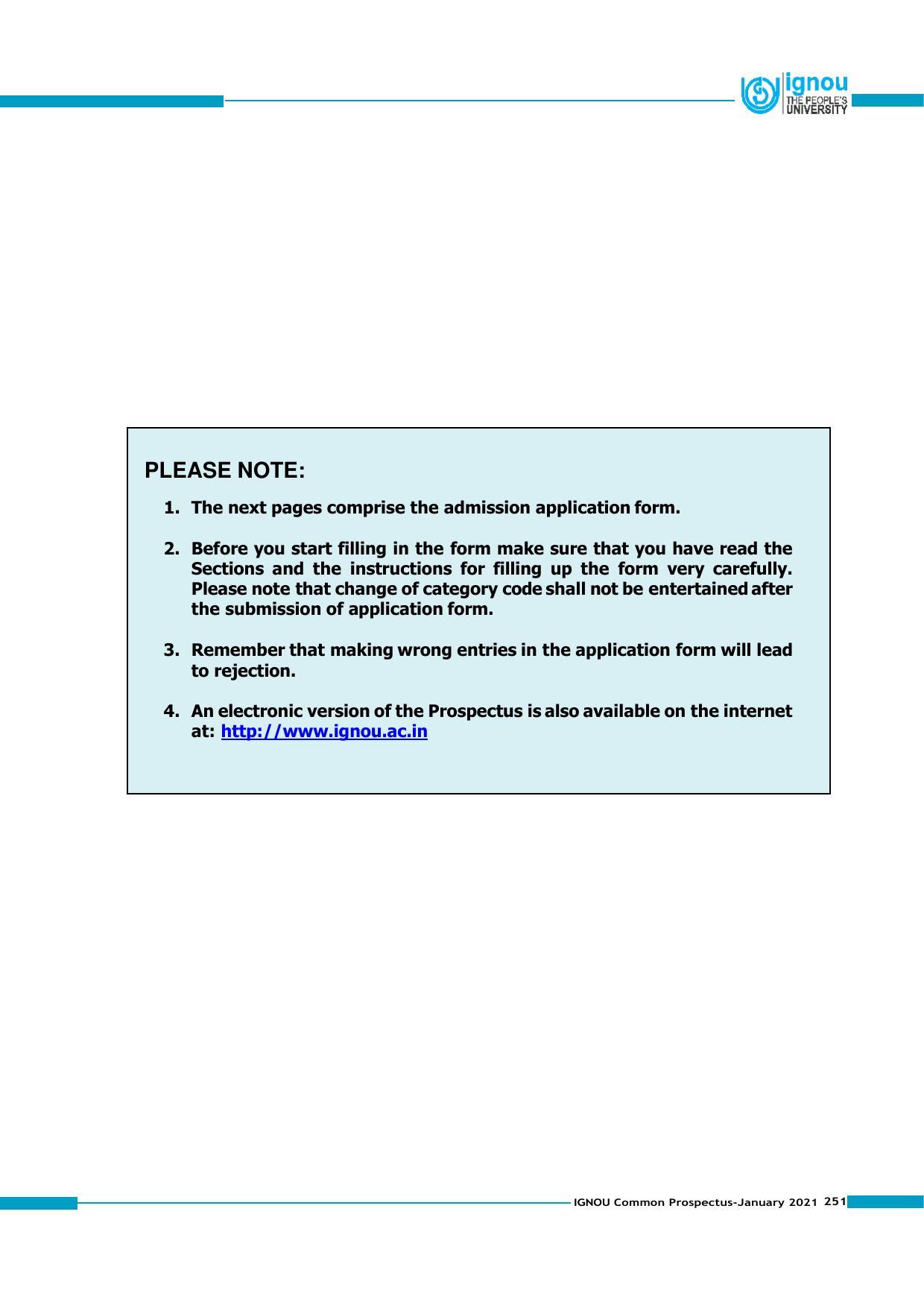 Indira Gandhi National Open University (IGNOU), Delhi - Prospectus 2021 - Page 251