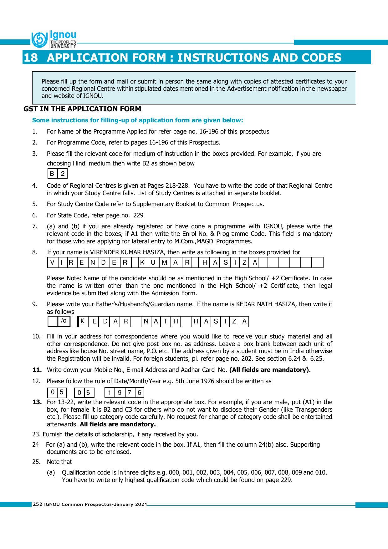 Indira Gandhi National Open University (IGNOU), Delhi - Prospectus 2021 - Page 252