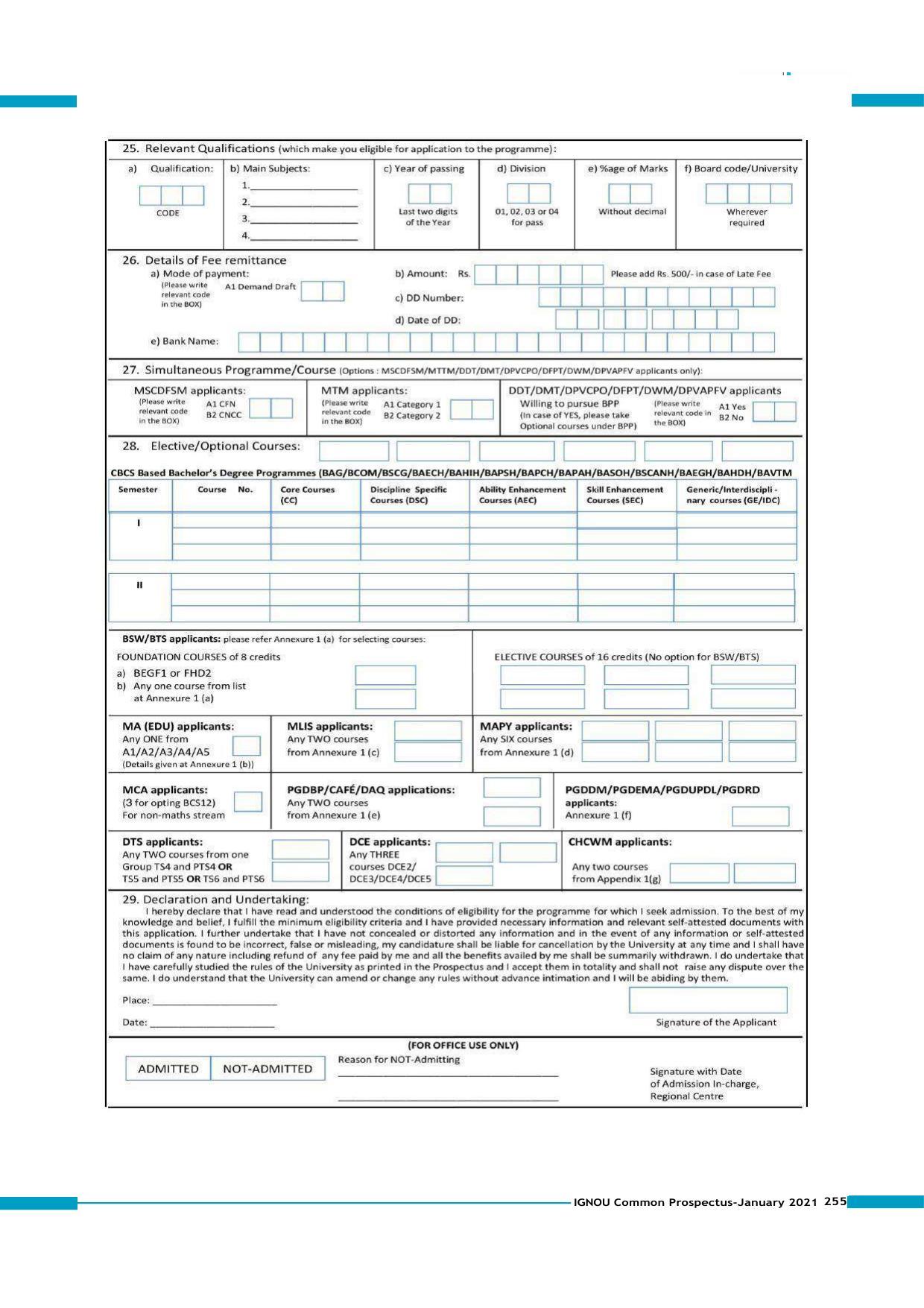 Indira Gandhi National Open University (IGNOU), Delhi - Prospectus 2021 - Page 255