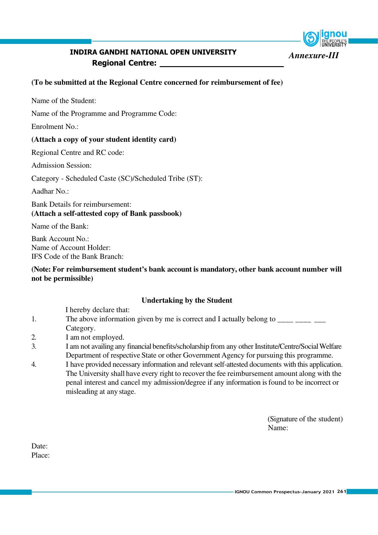 Indira Gandhi National Open University (IGNOU), Delhi - Prospectus 2021 - Page 261