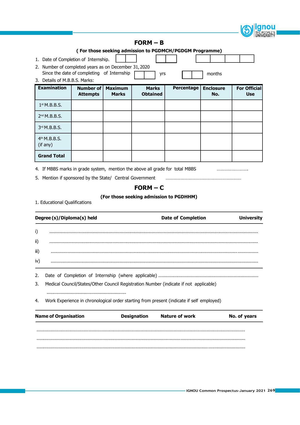 Indira Gandhi National Open University (IGNOU), Delhi - Prospectus 2021 - Page 269