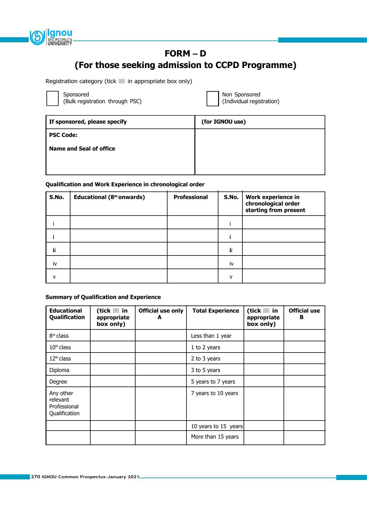 Indira Gandhi National Open University (IGNOU), Delhi - Prospectus 2021 - Page 270