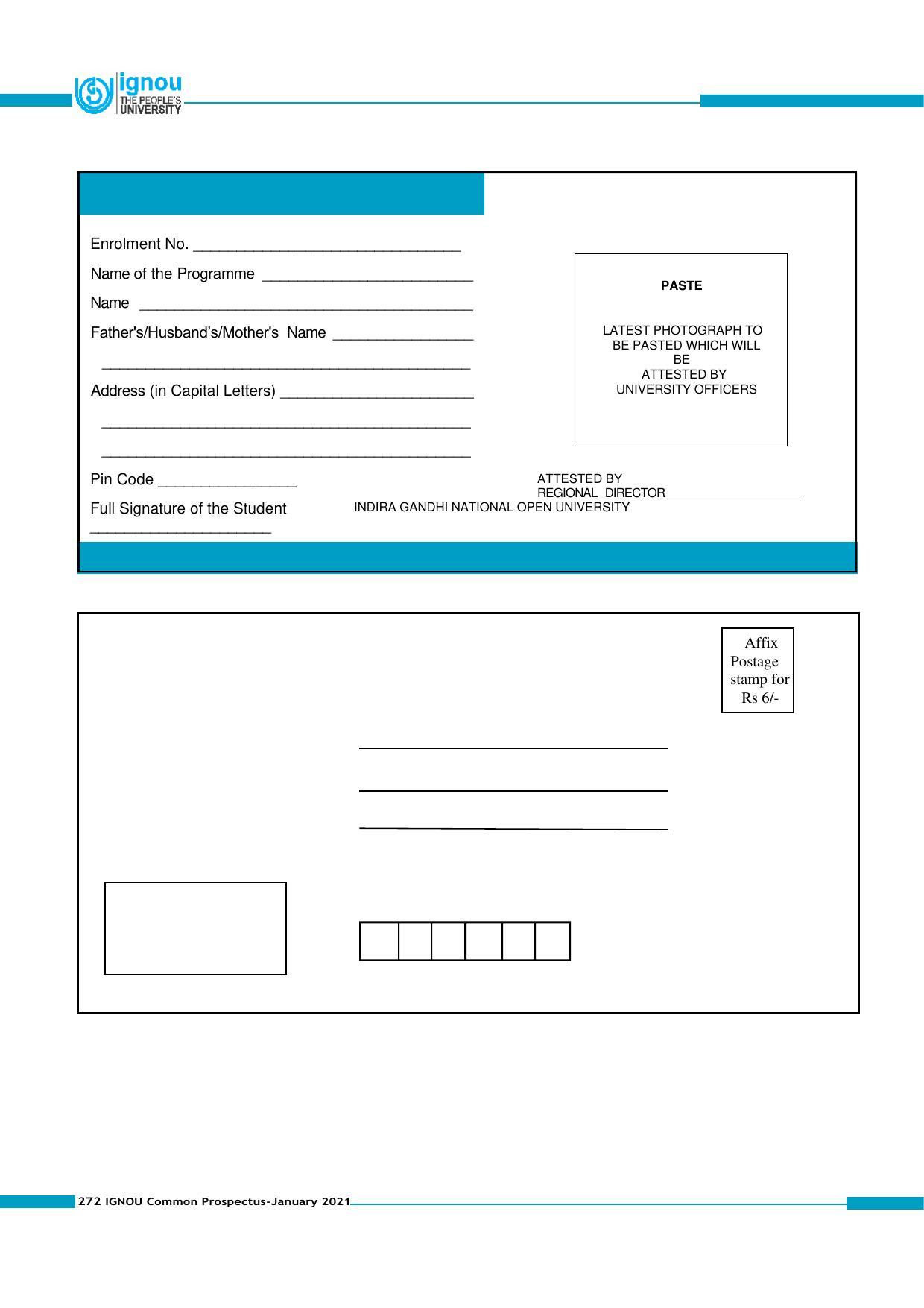 Indira Gandhi National Open University (IGNOU), Delhi - Prospectus 2021 - Page 272