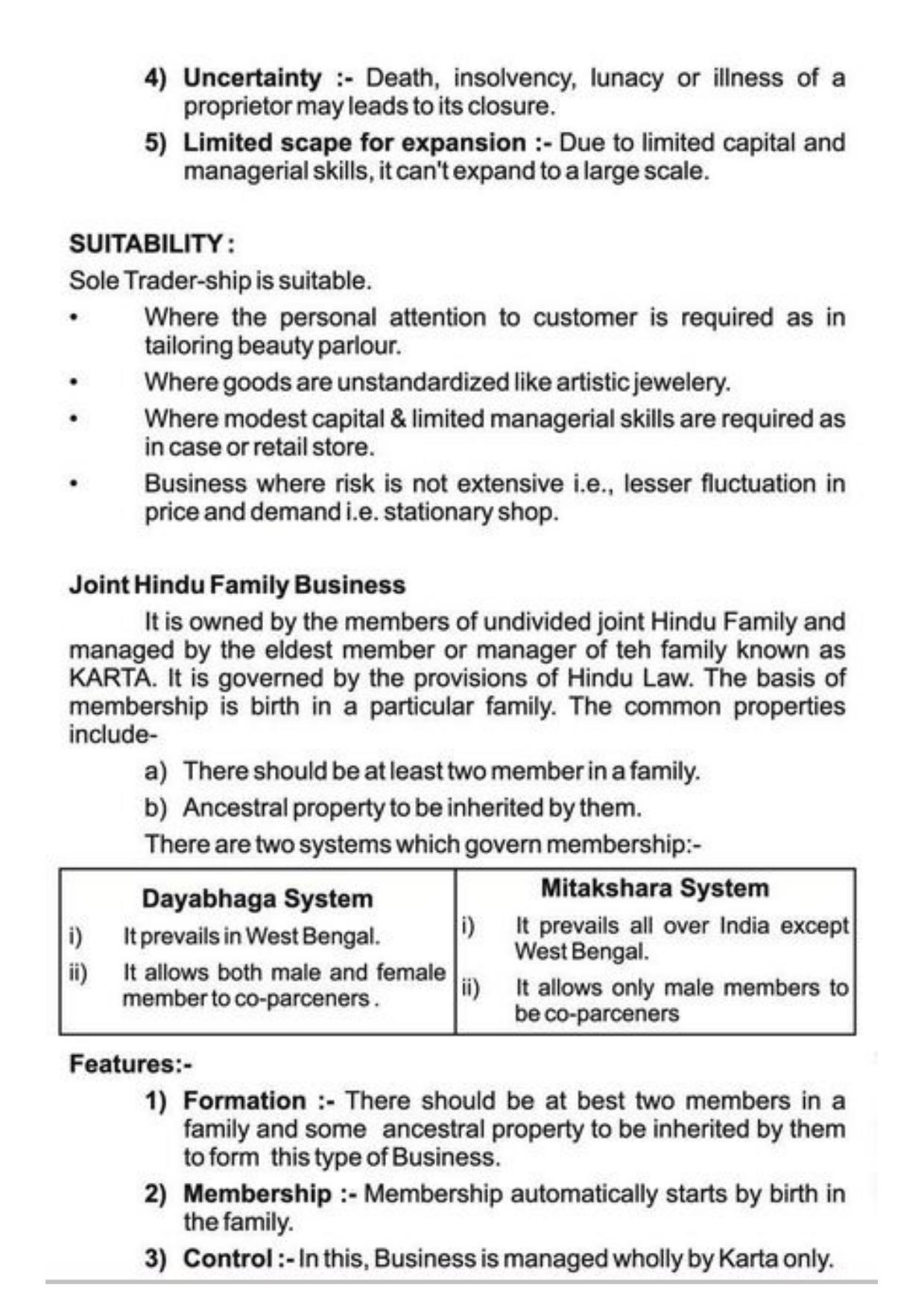 Class 11 Notes, Question & Practice Paper - Business Studies (Topic 2 : Forms of Business Organization) - Page 4