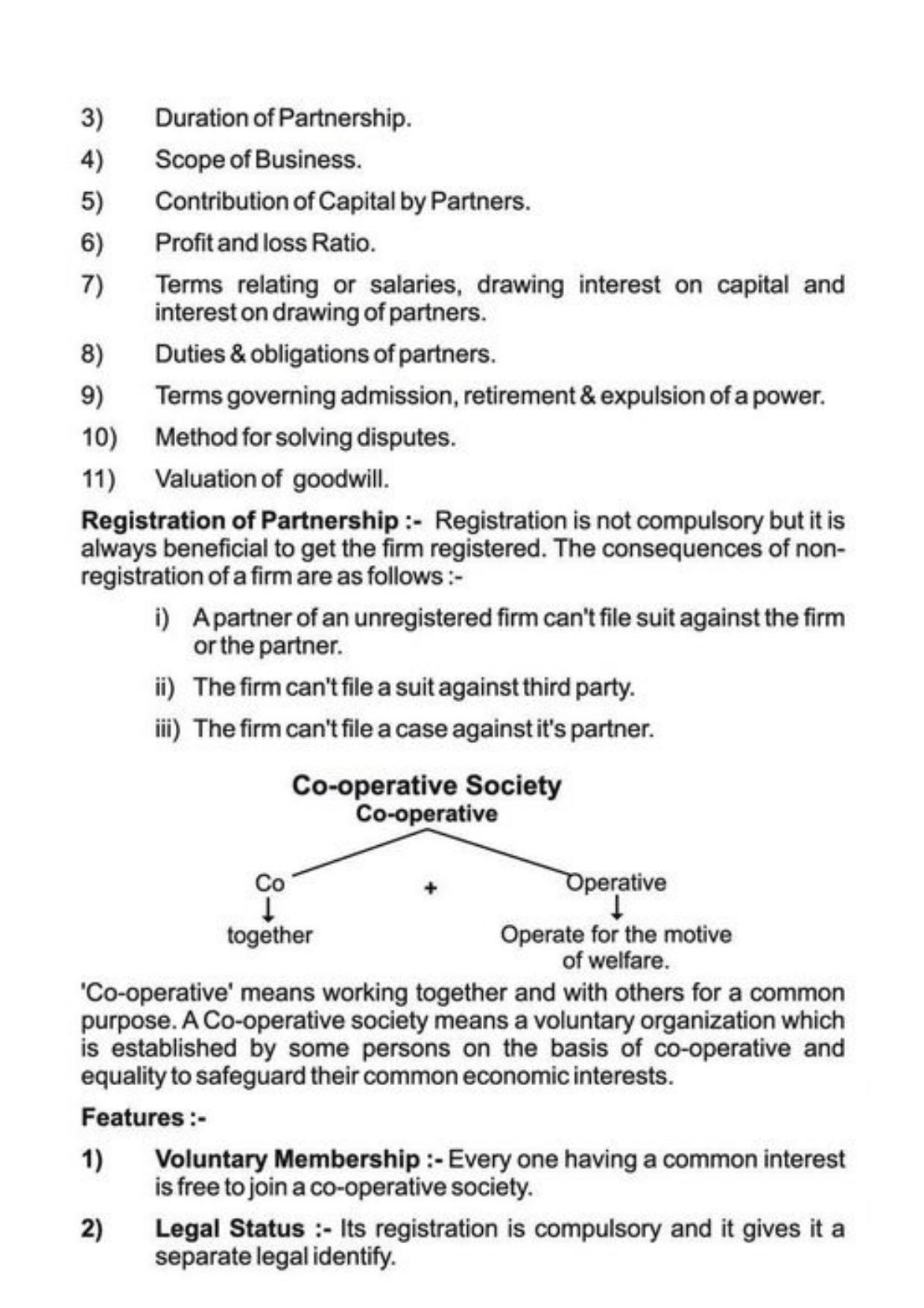 Class 11 Notes, Question & Practice Paper - Business Studies (Topic 2 : Forms of Business Organization) - Page 9