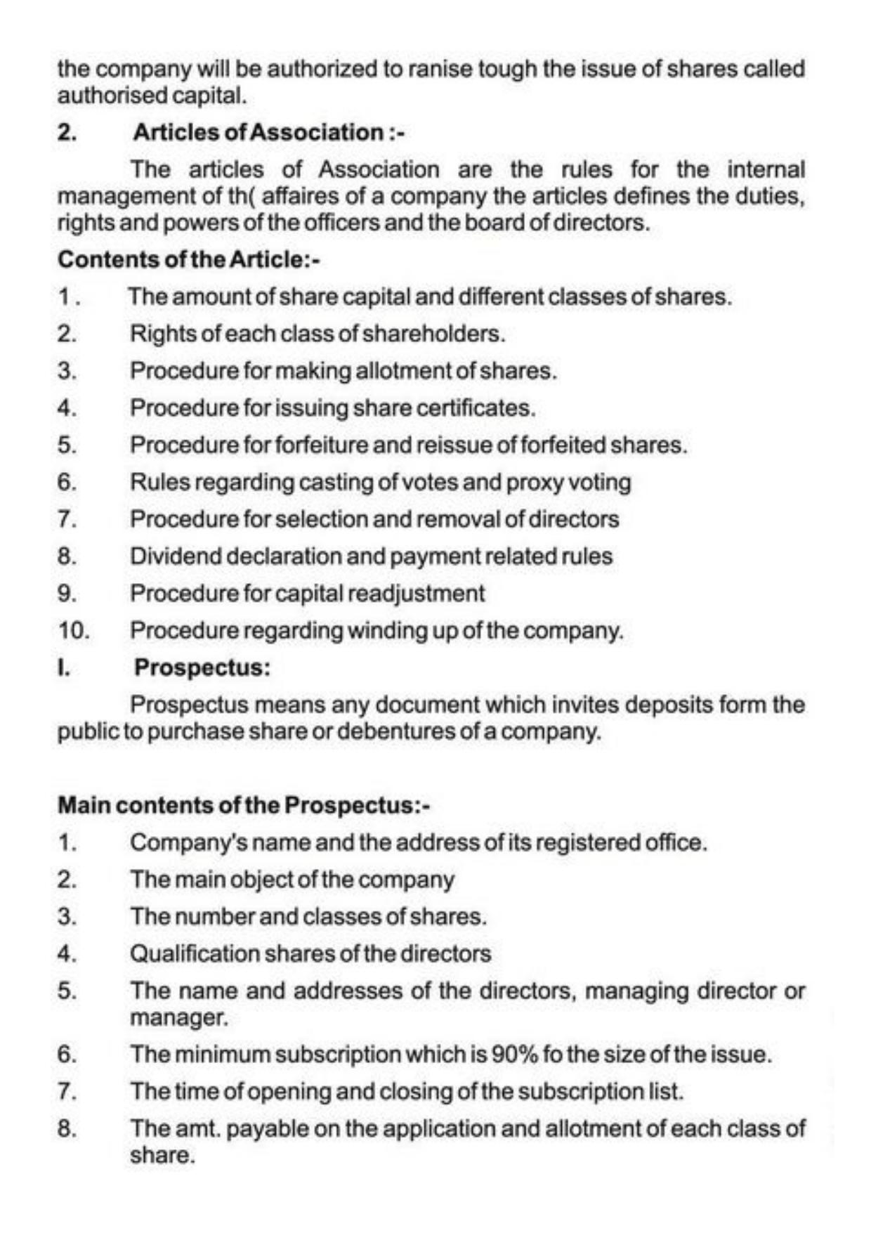 Class 11 Notes, Question & Practice Paper - Business Studies (Topic 2 : Forms of Business Organization) - Page 19