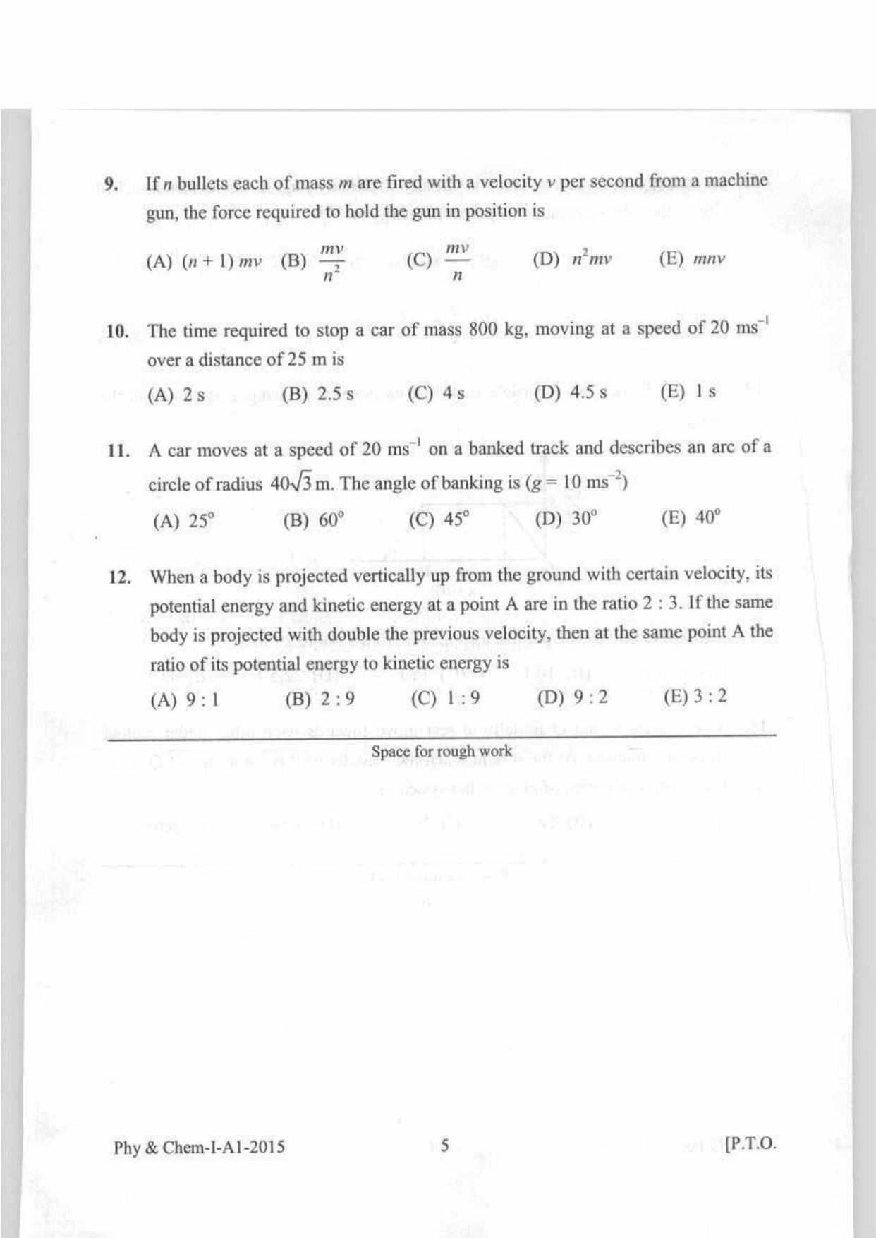 KEAM Paper I 2015 Question Paper - Page 5