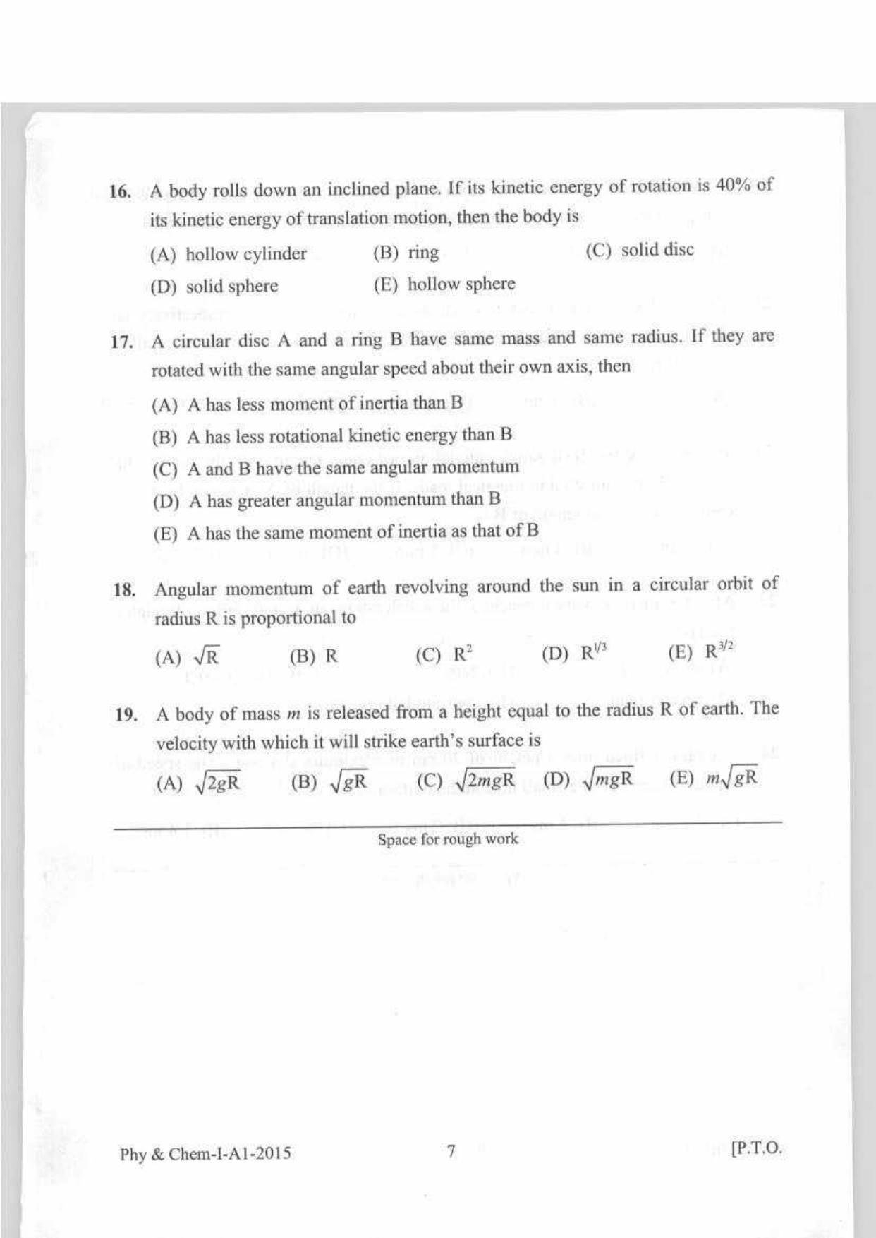 KEAM Paper I 2015 Question Paper - Page 7