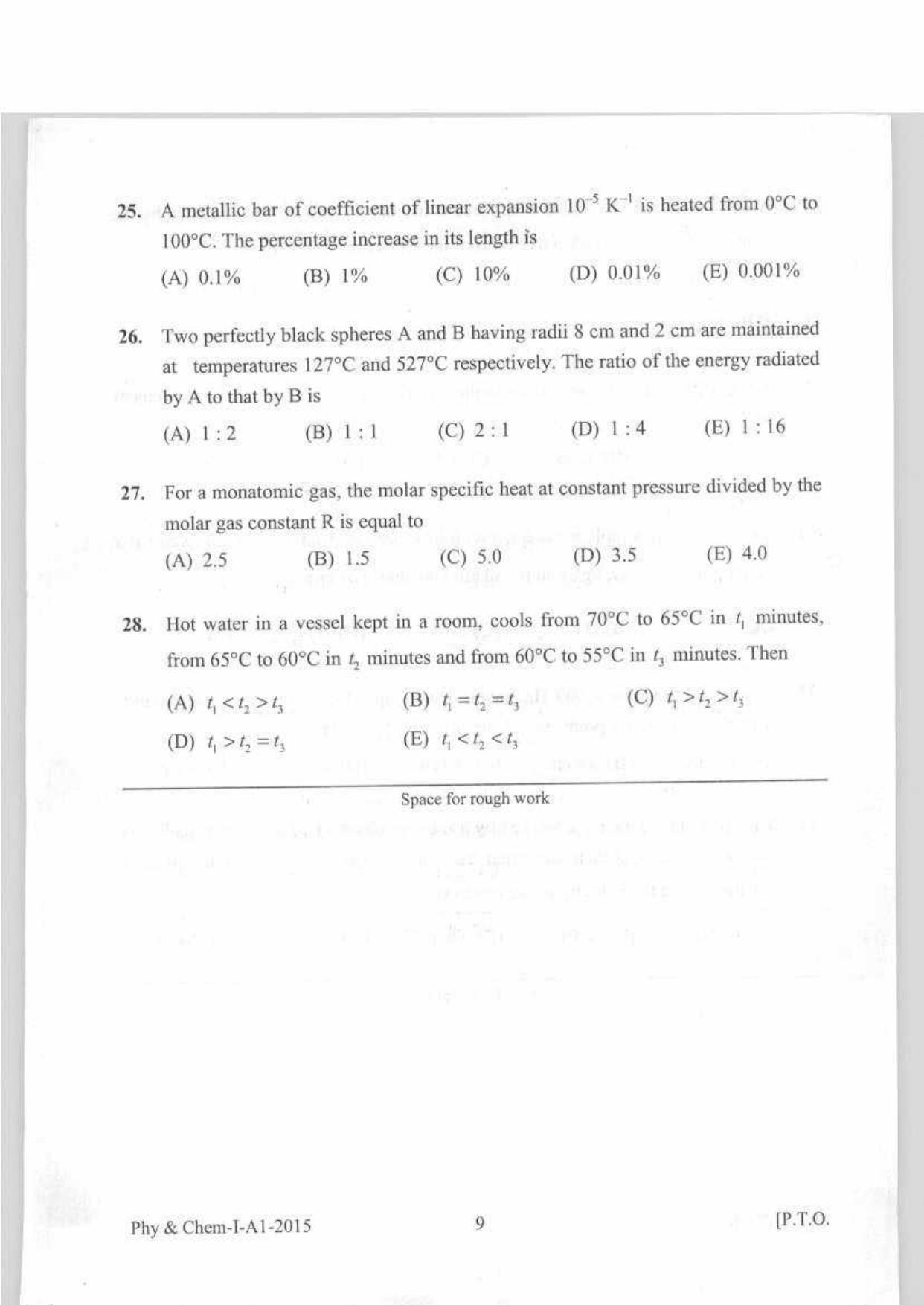 KEAM Paper I 2015 Question Paper - Page 9