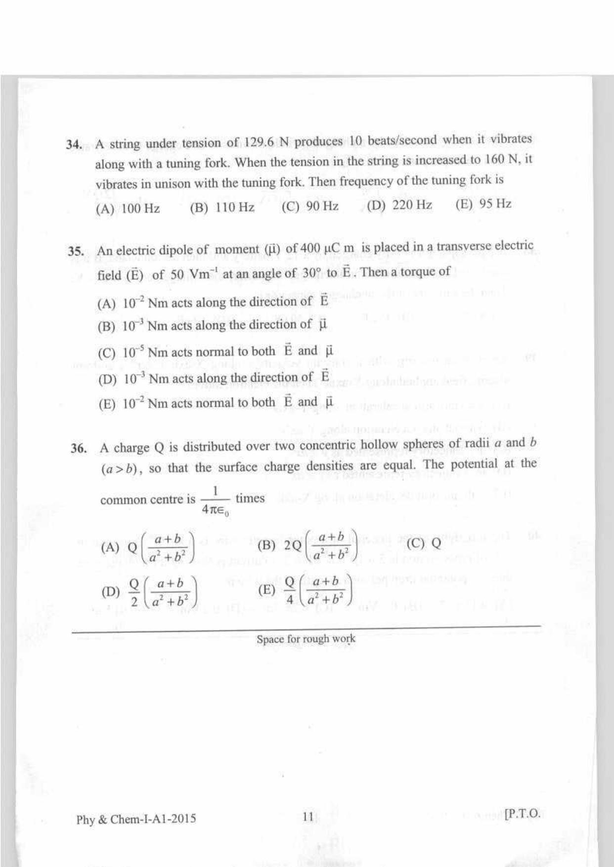 KEAM Paper I 2015 Question Paper - Page 11