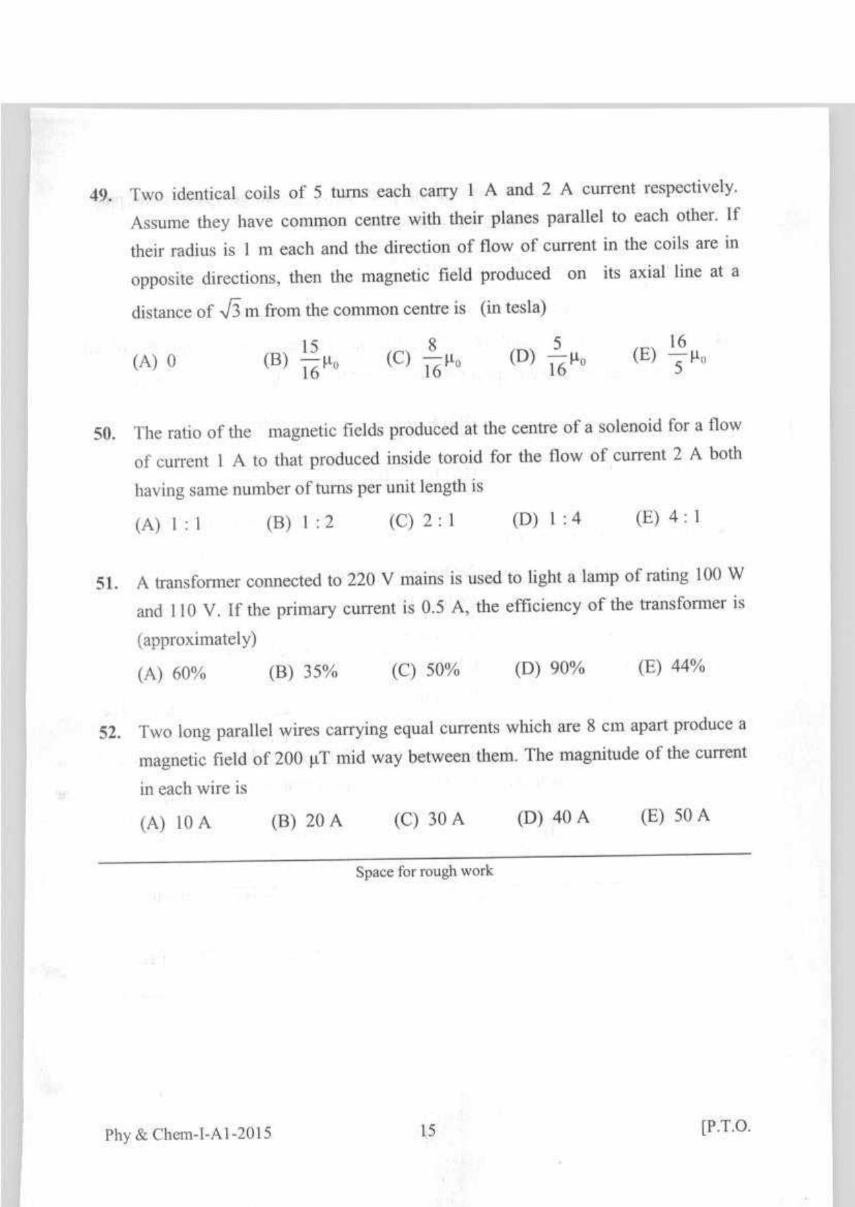 KEAM Paper I 2015 Question Paper - Page 15