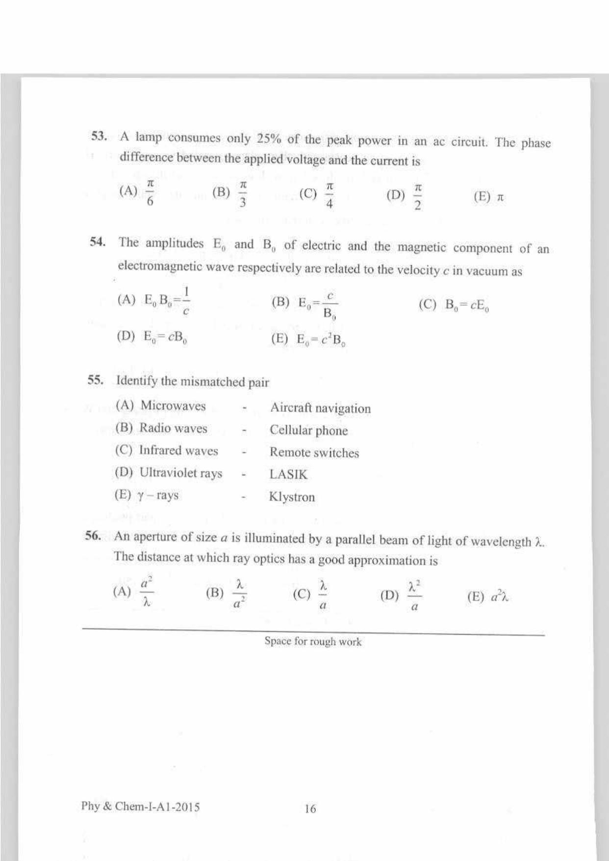 KEAM Paper I 2015 Question Paper - Page 16