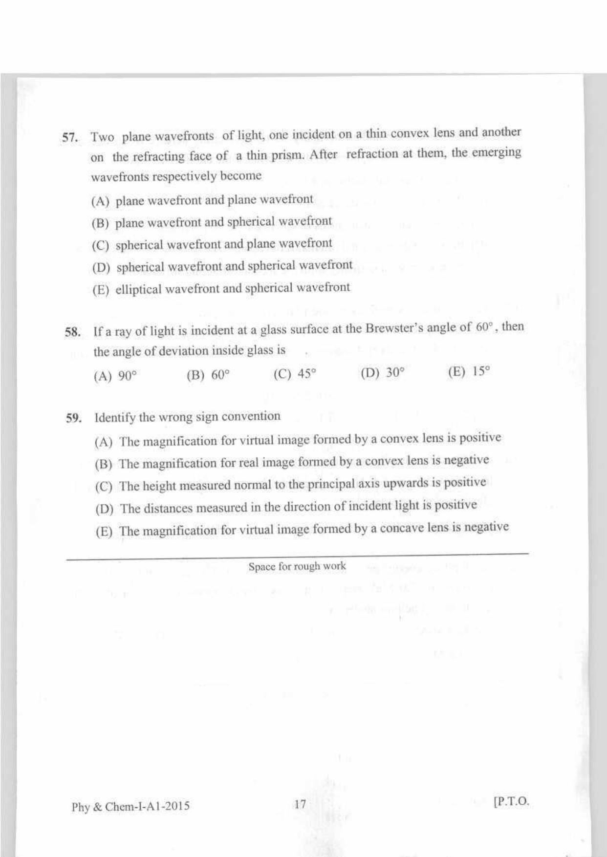 KEAM Paper I 2015 Question Paper - Page 17