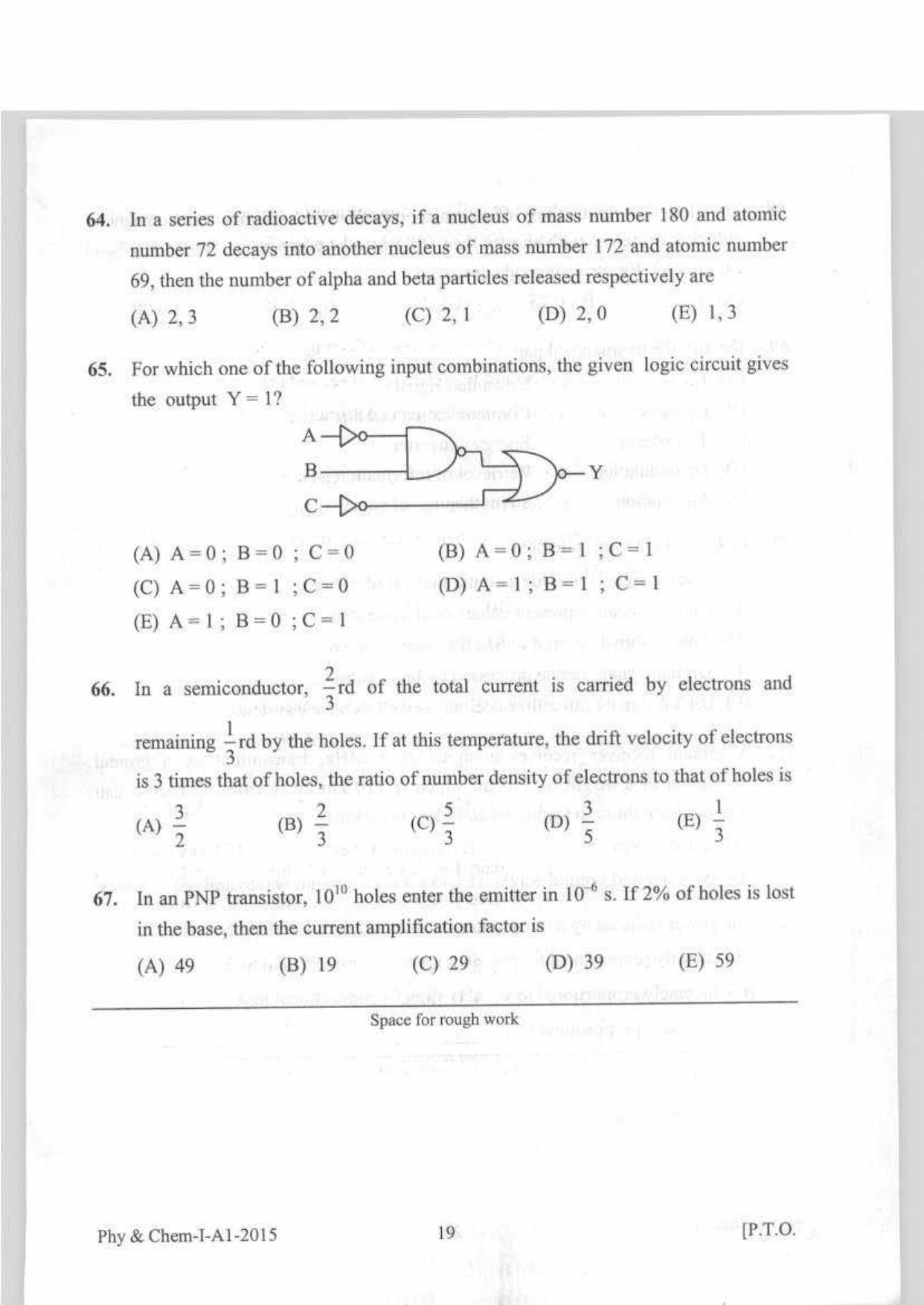 KEAM Paper I 2015 Question Paper - Page 19