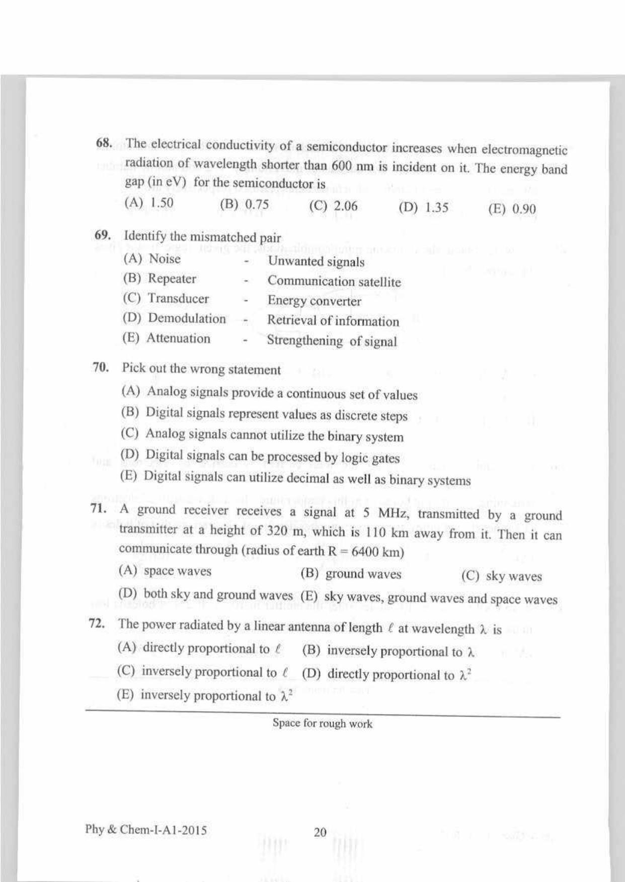 KEAM Paper I 2015 Question Paper - Page 20